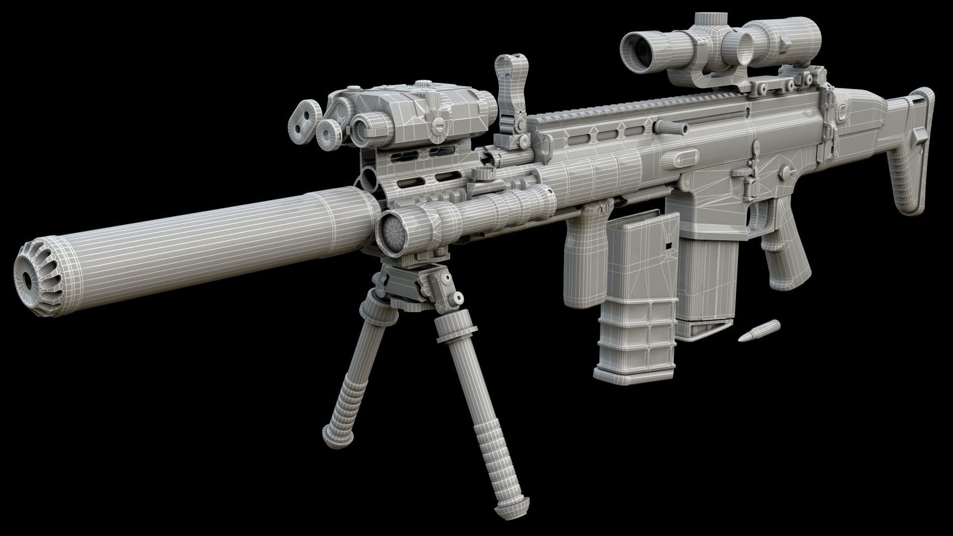 FN SCAR-H Body Kit Low-poly 3D model_38