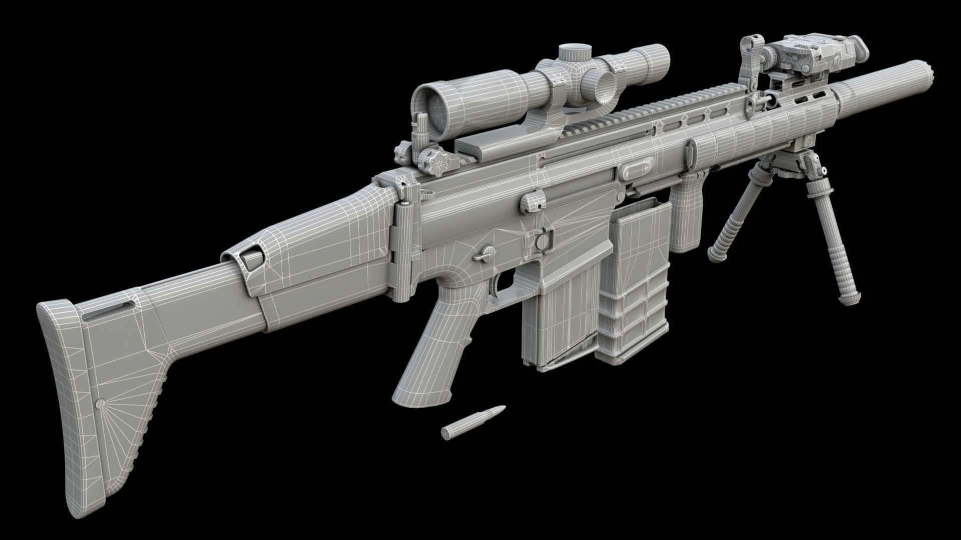 FN SCAR-H Body Kit Low-poly 3D model_39