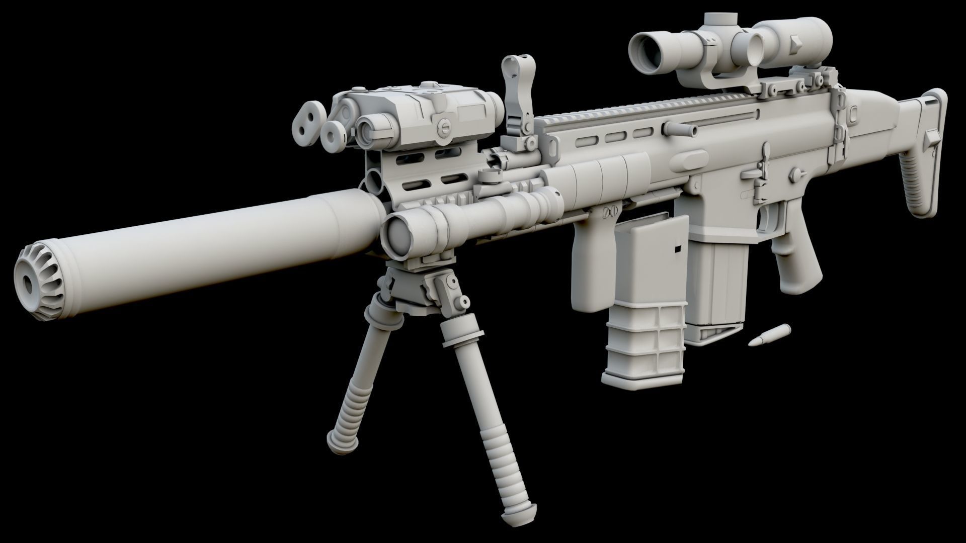 FN SCAR-H Body Kit Low-poly 3D model_34