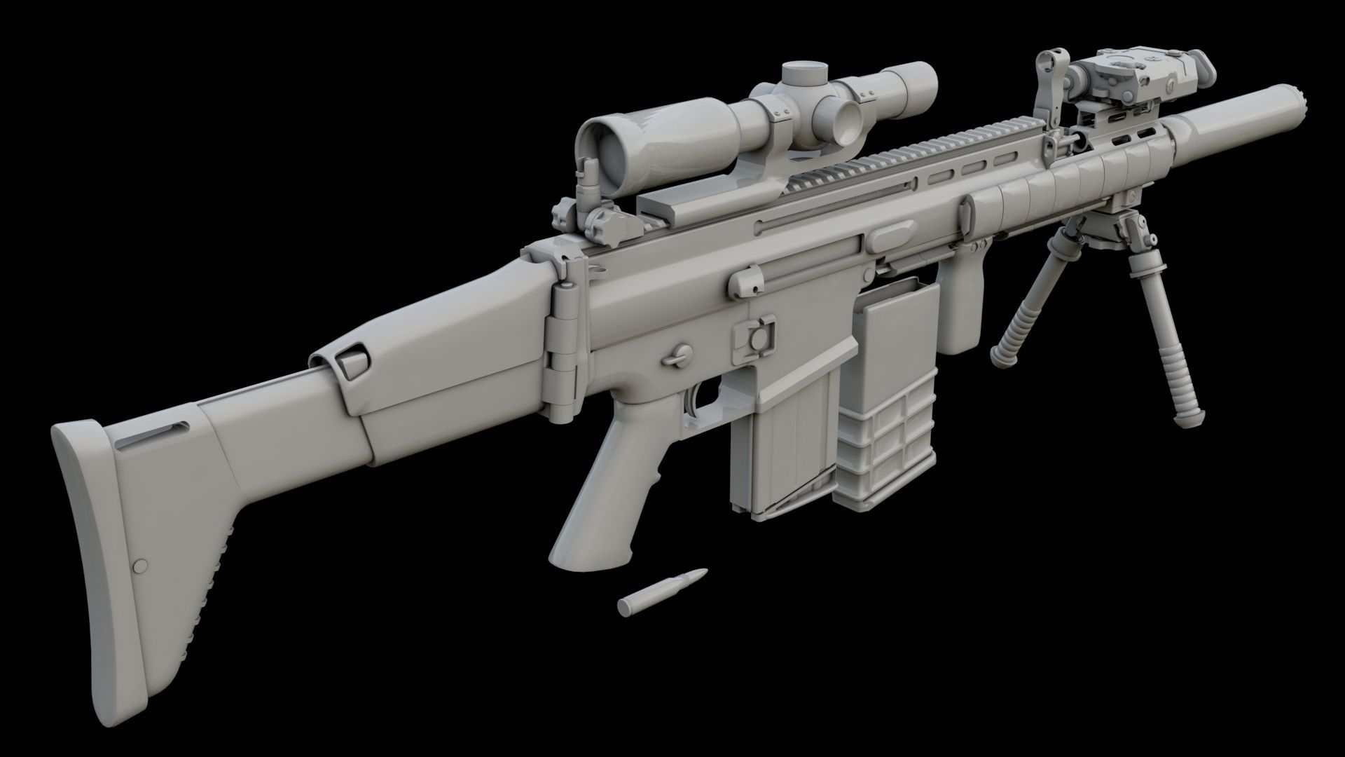 FN SCAR-H Body Kit Low-poly 3D model_35