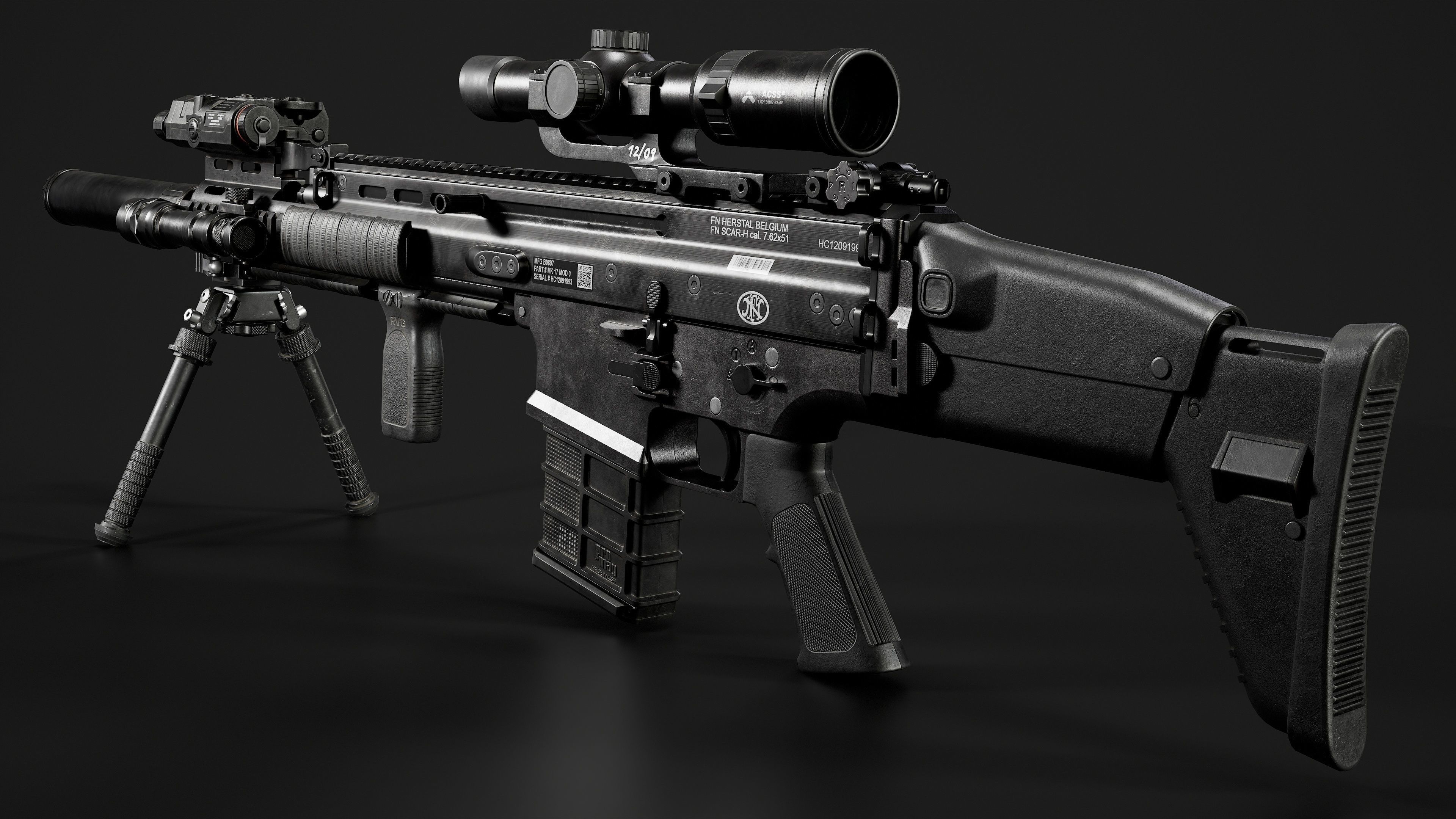 FN SCAR-H Body Kit Low-poly 3D model_11