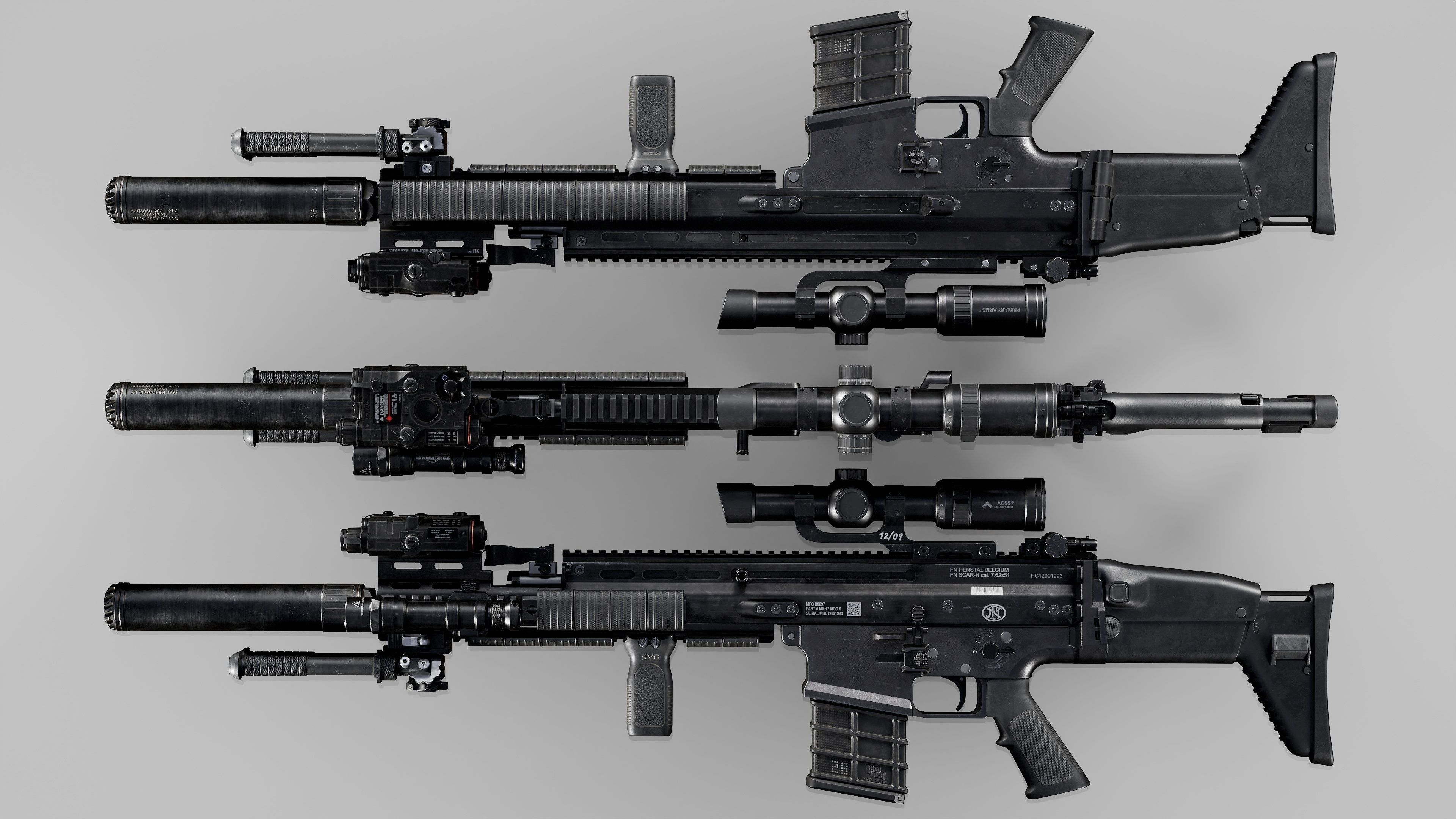 FN SCAR-H Body Kit Low-poly 3D model_5