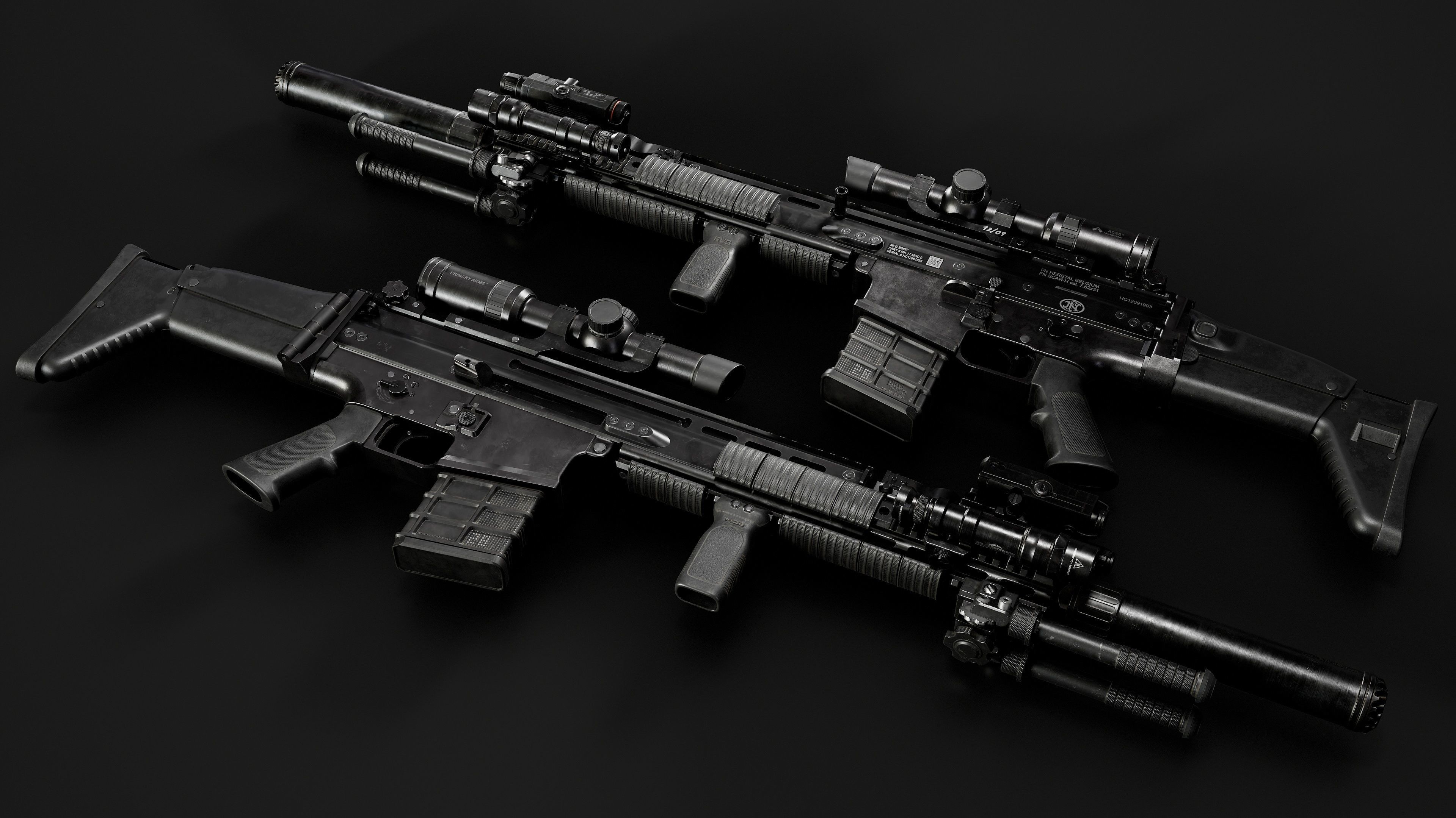 FN SCAR-H Body Kit Low-poly 3D model_9