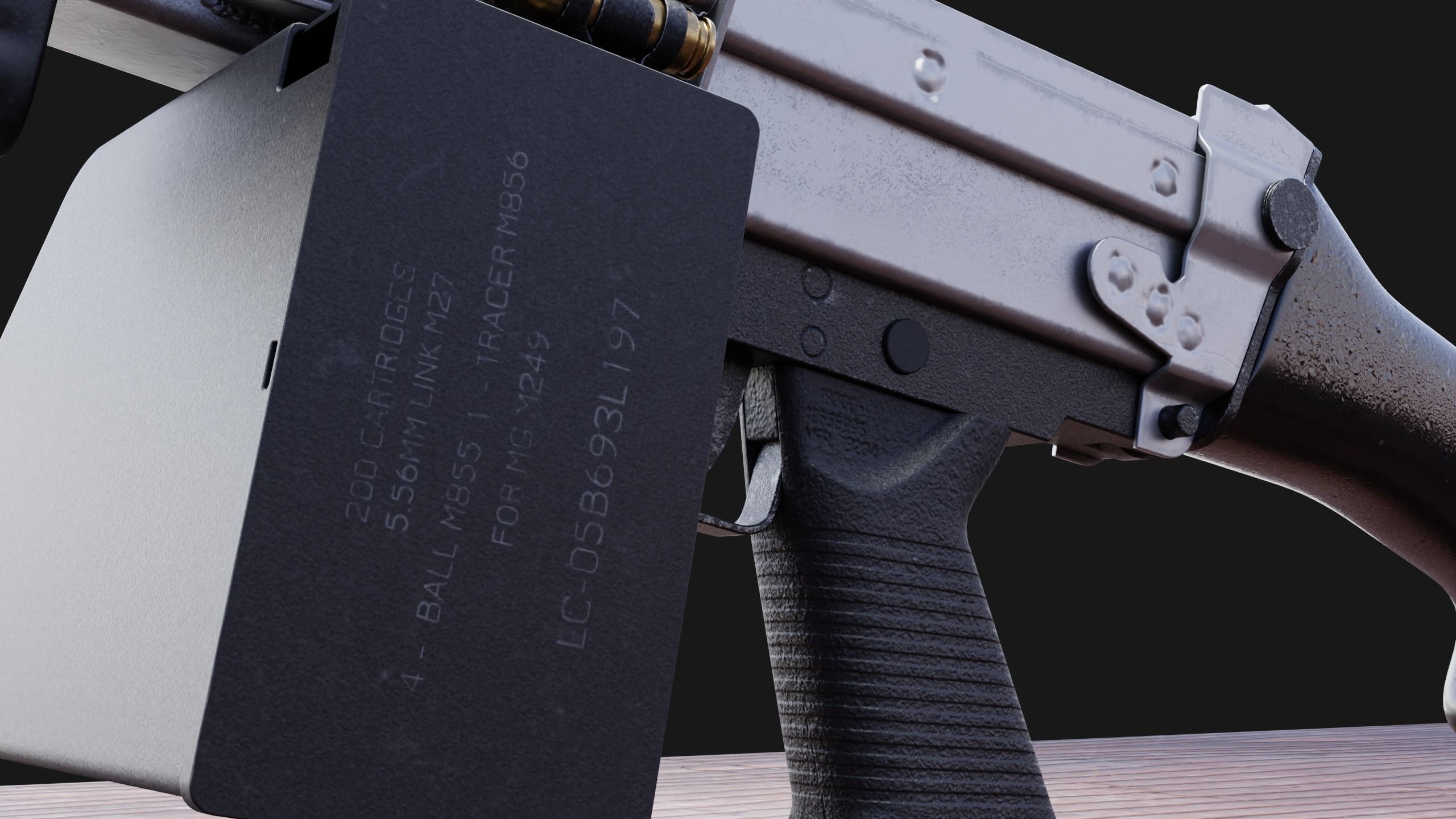 M249 Saw Low-poly 3D model_7