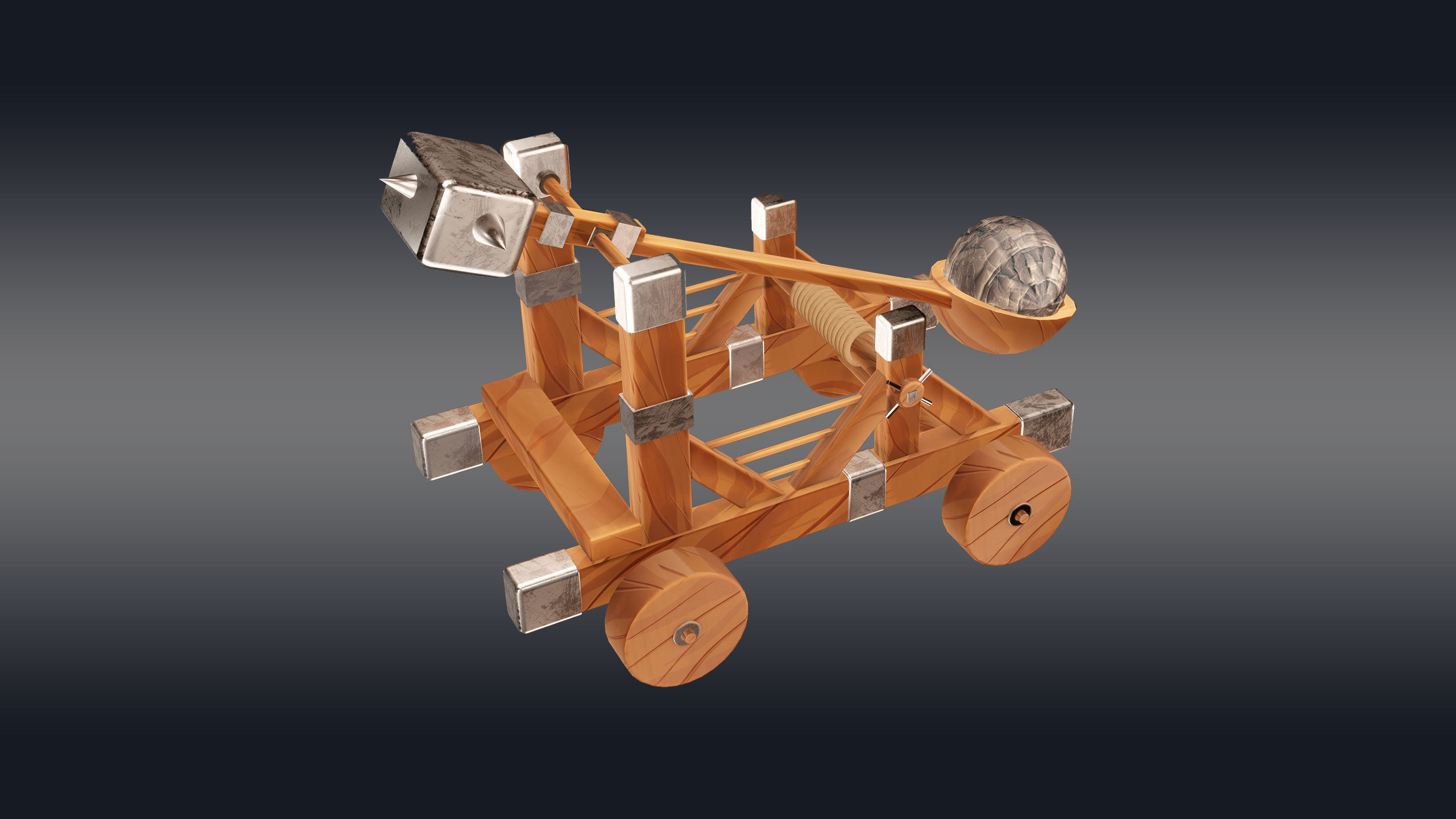 Medieval Catapult 3D model_7