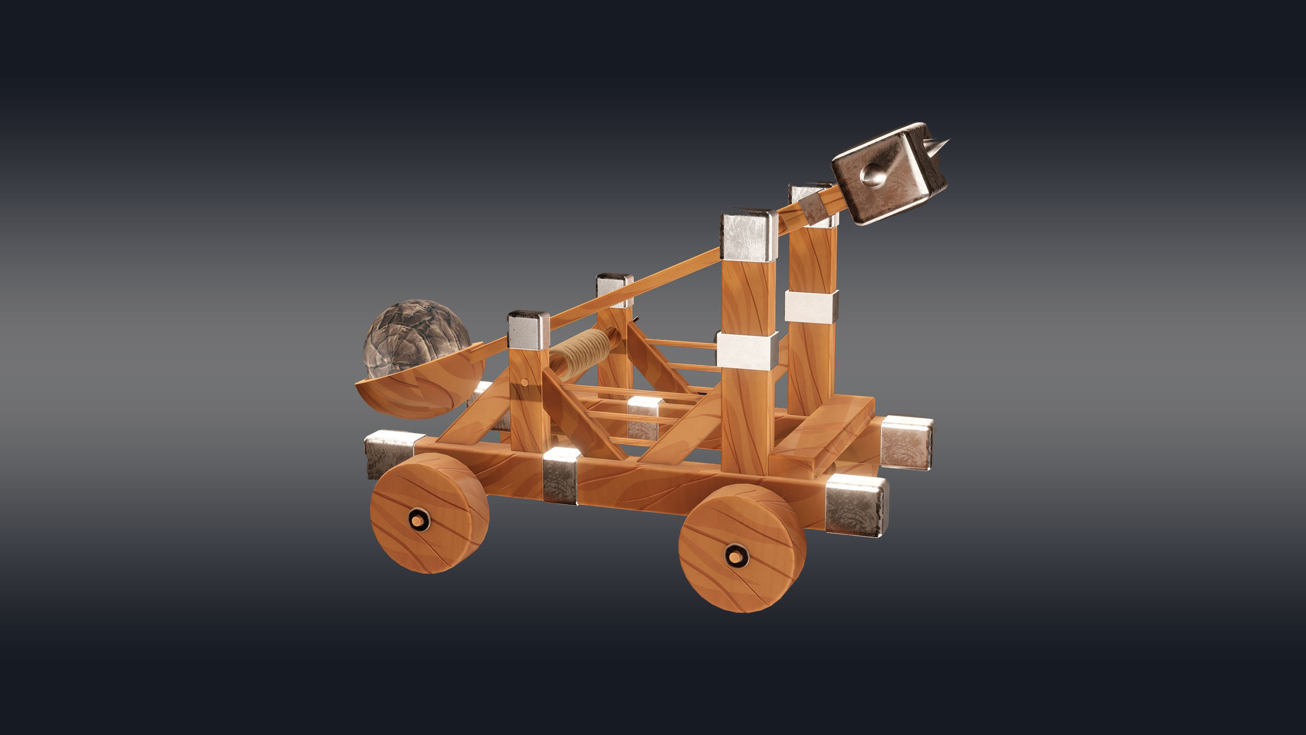 Medieval Catapult 3D model_5