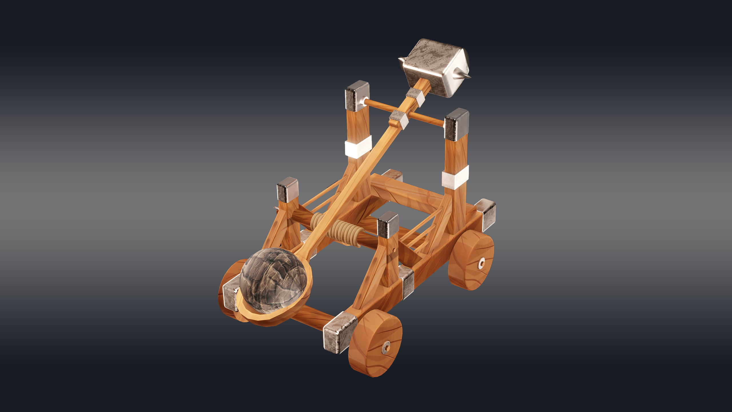 Medieval Catapult 3D model_8