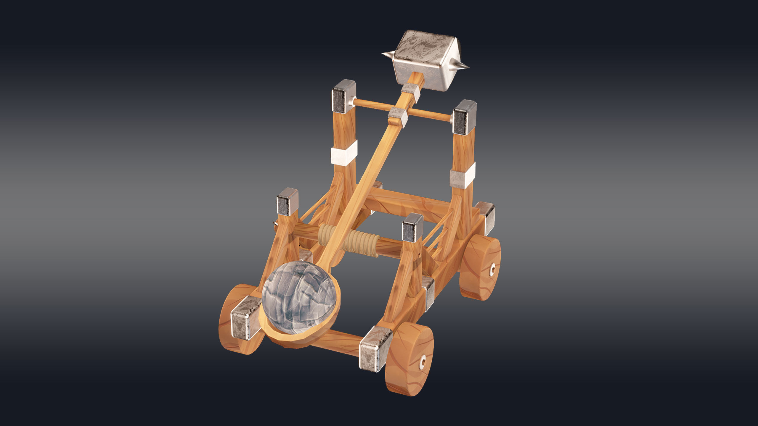 Medieval Catapult 3D model_4