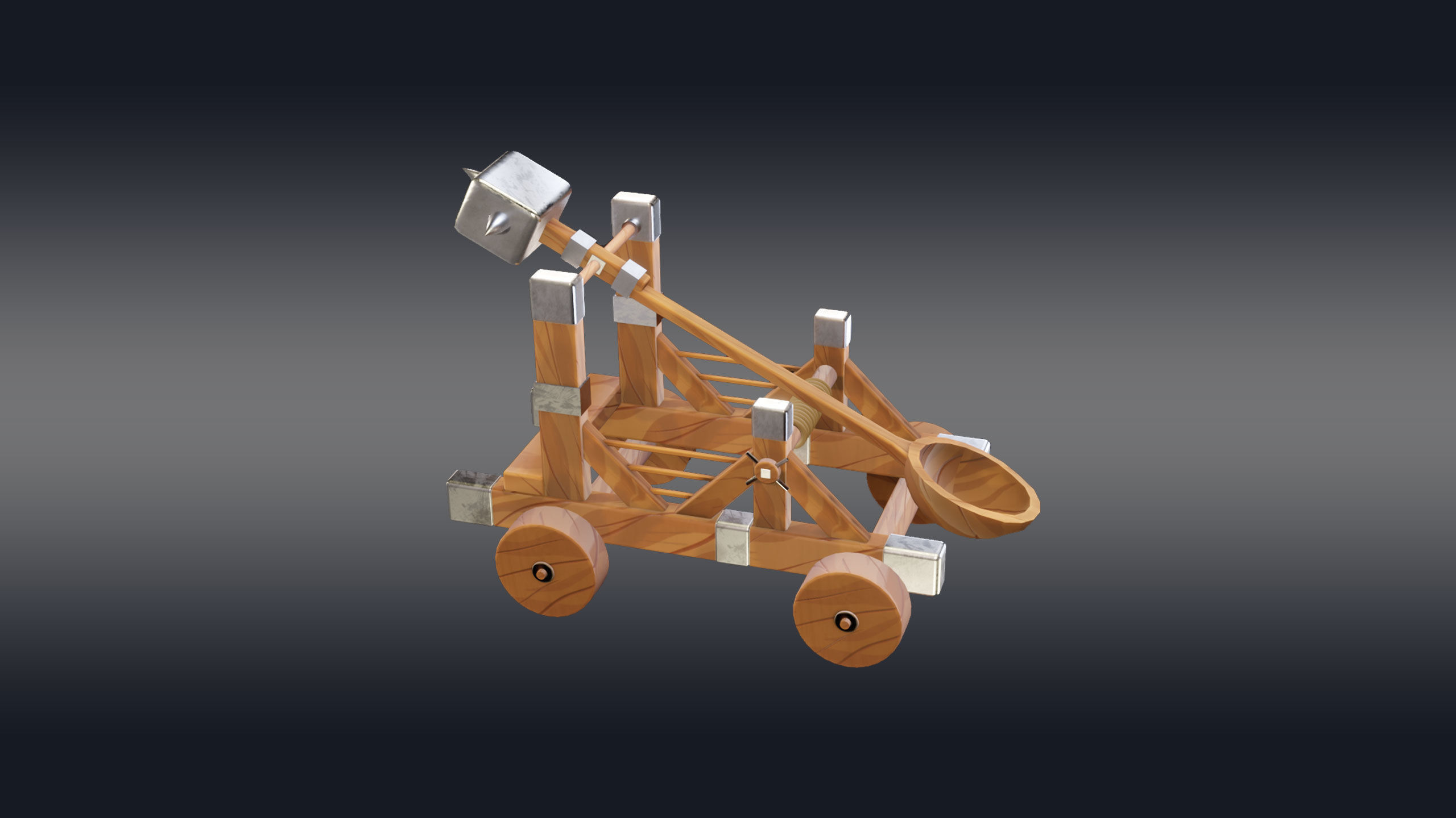 Medieval Catapult 3D model_6
