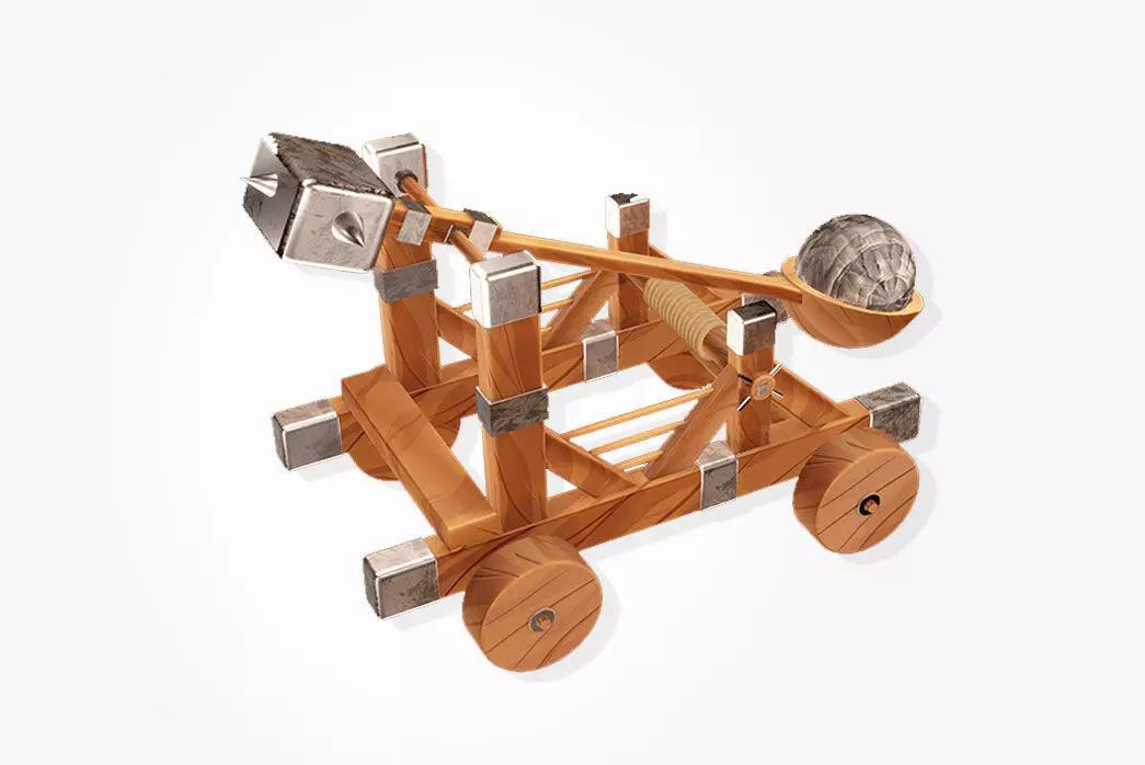 Medieval Catapult 3D model_0
