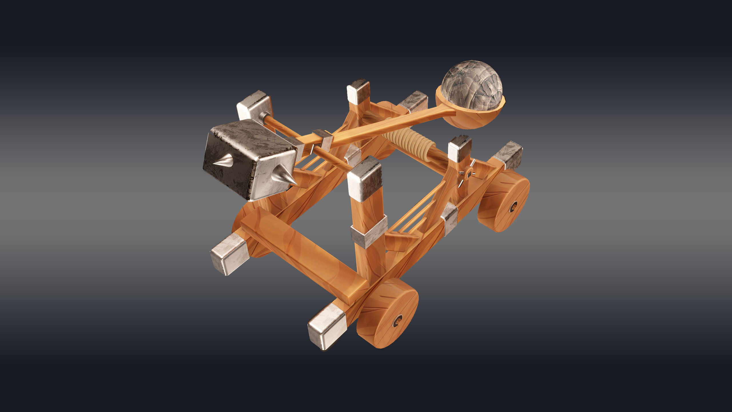 Medieval Catapult 3D model_2