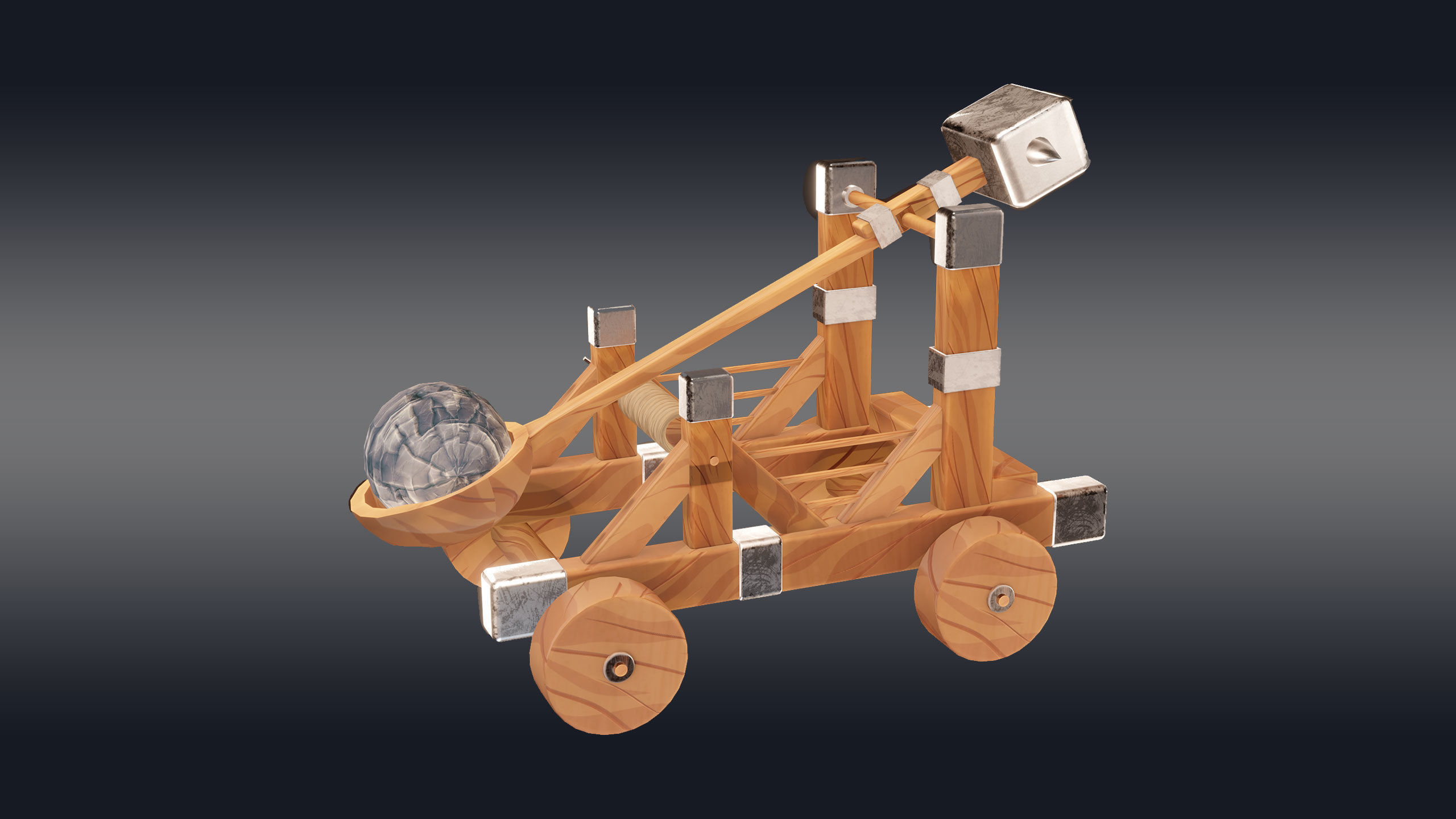 Medieval Catapult 3D model_3