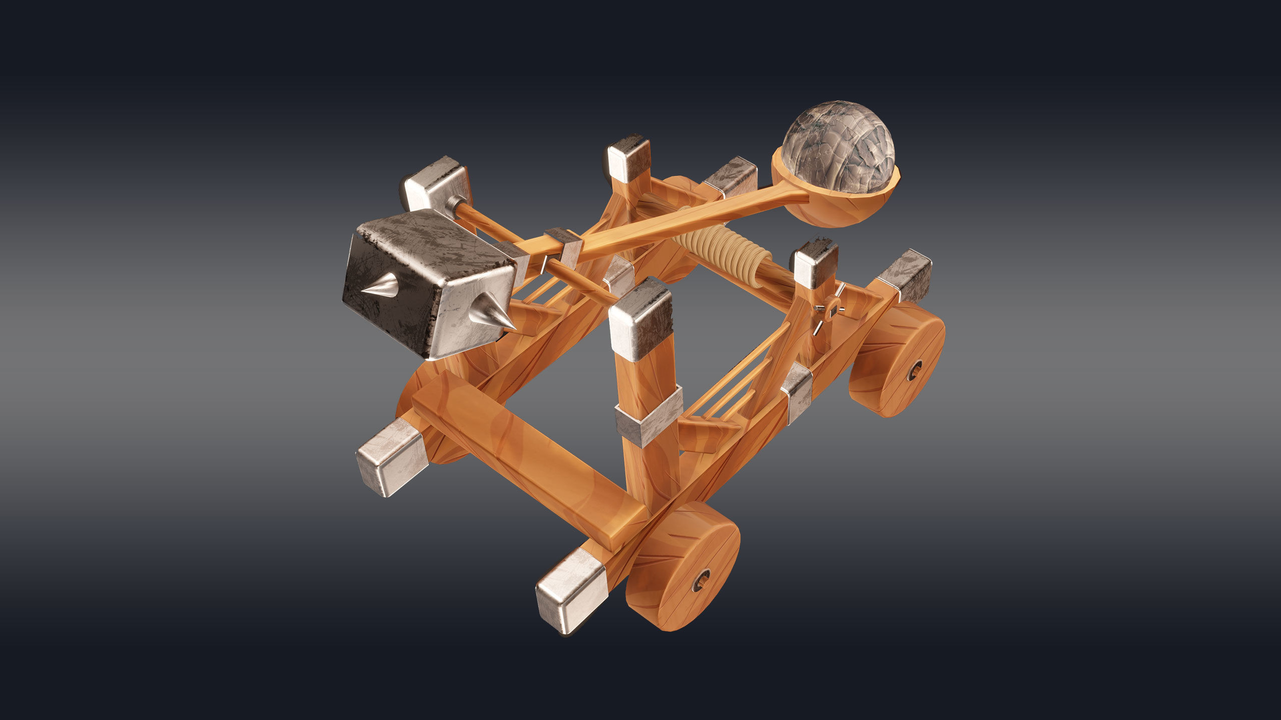 Medieval Catapult 3D model_1