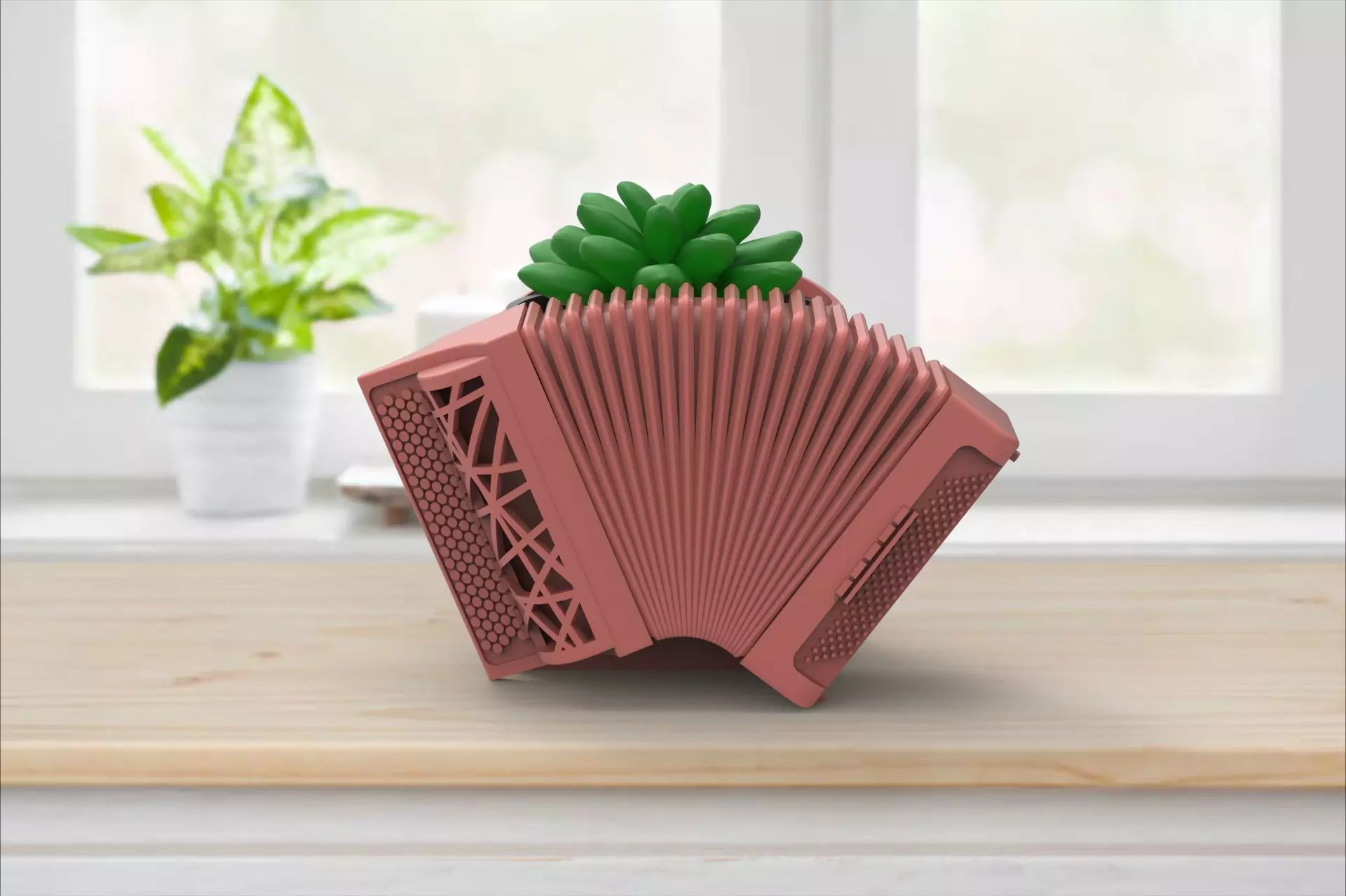 accordion musical succulent vase 3D print model_0