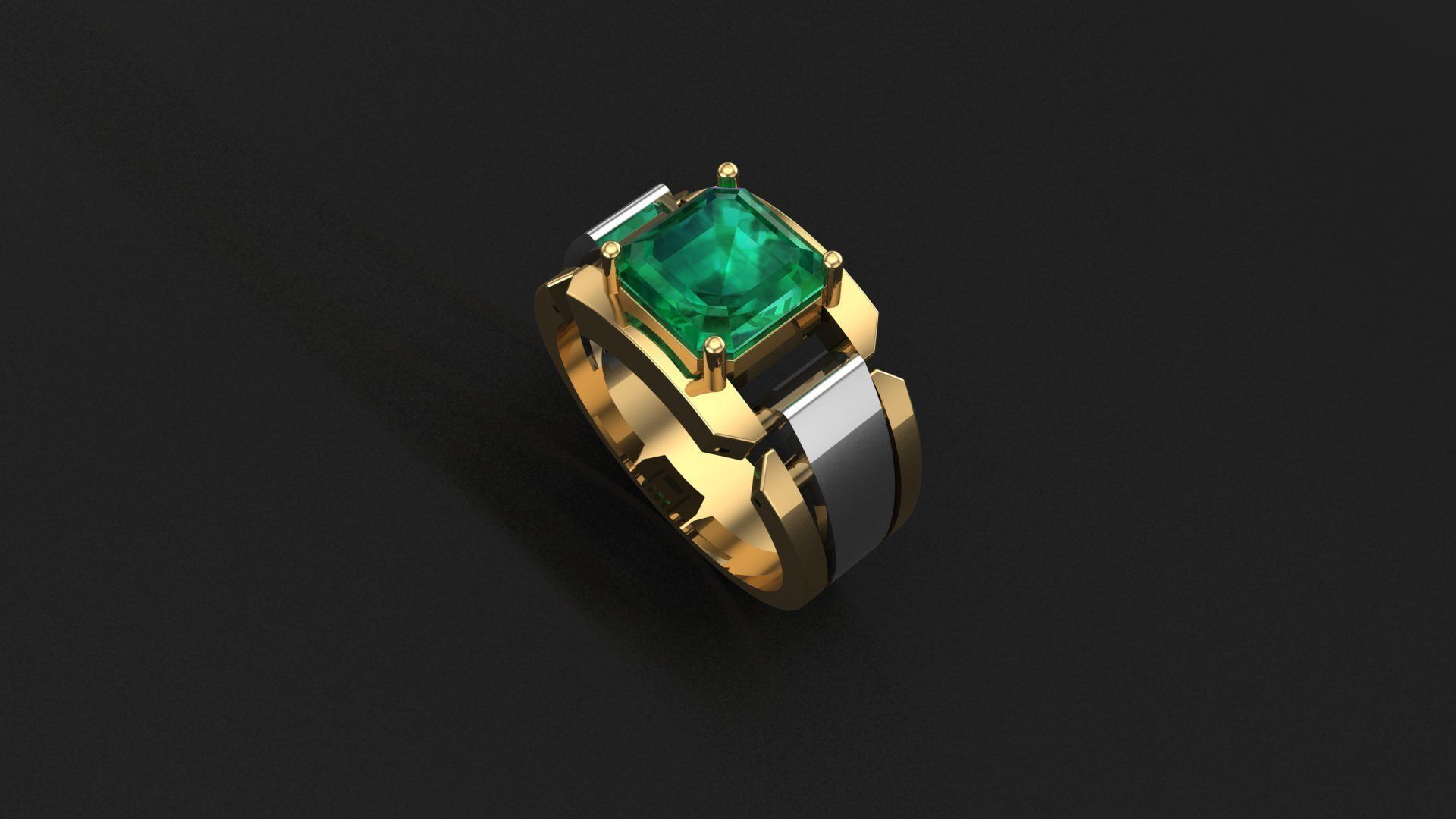 Men Emerald Ring 3D print model_3