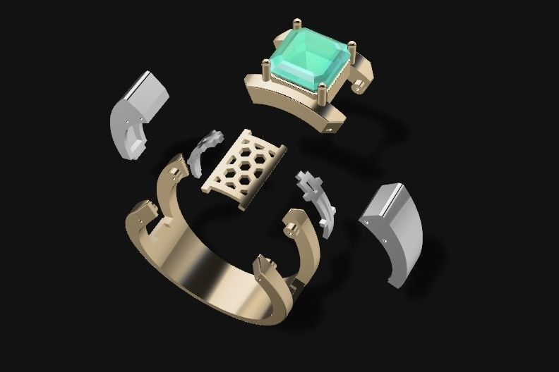 Men Emerald Ring 3D print model_4