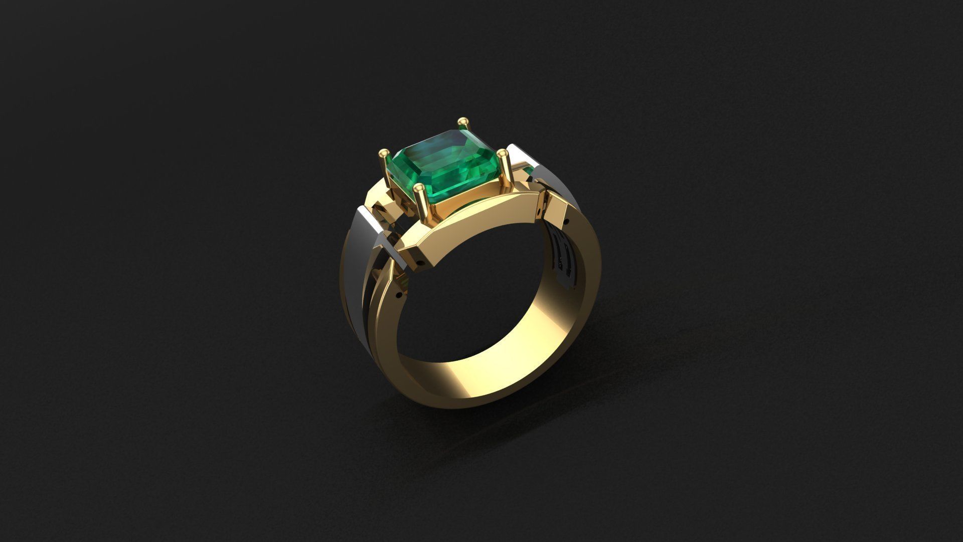 Men Emerald Ring 3D print model_2