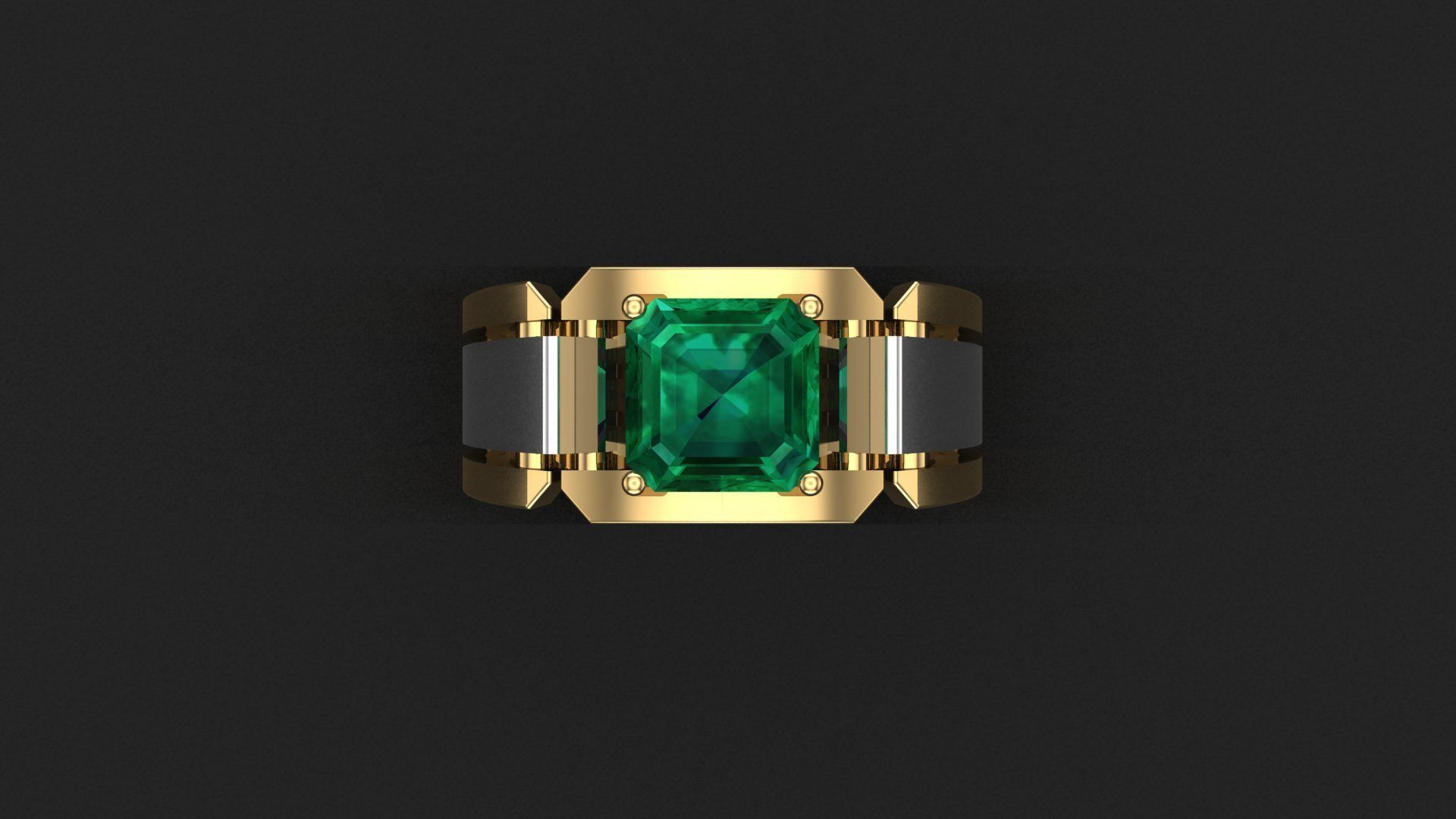 Men Emerald Ring 3D print model_9
