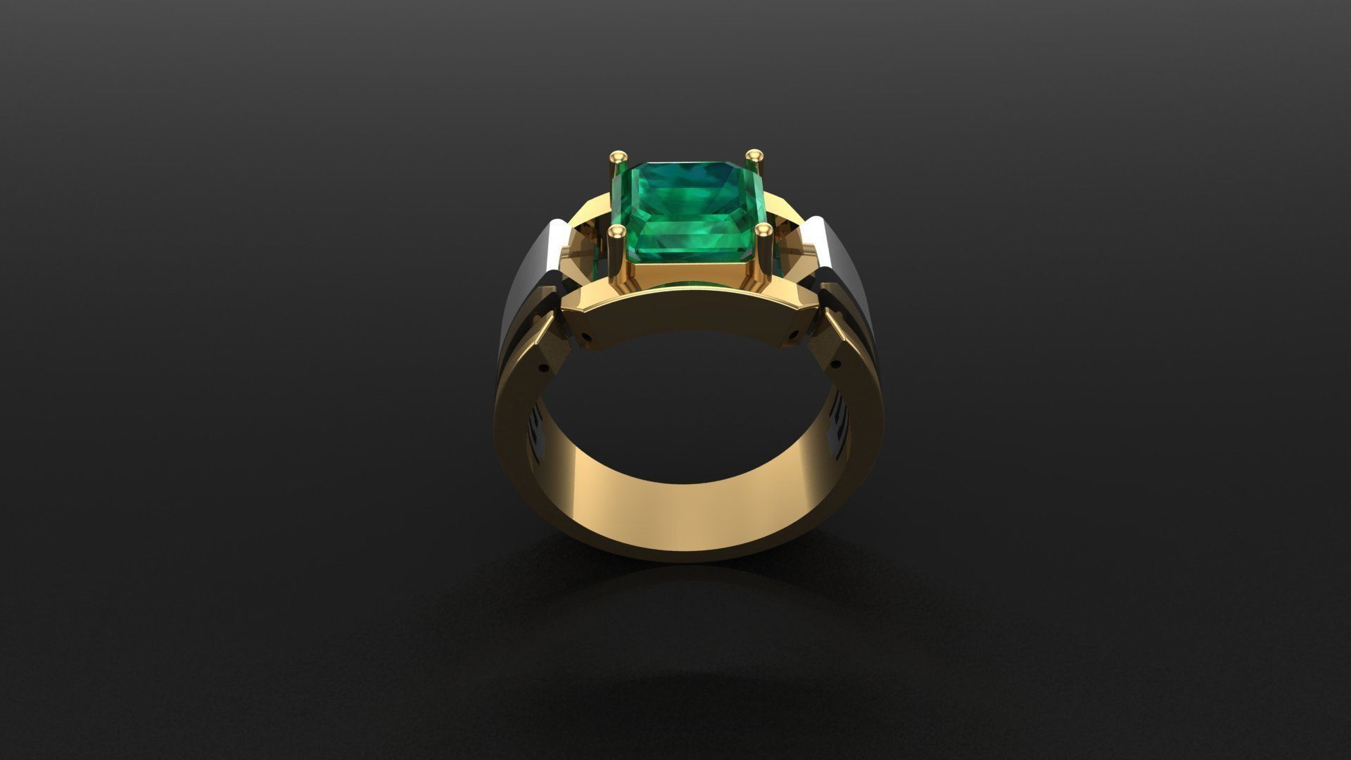 Men Emerald Ring 3D print model_1