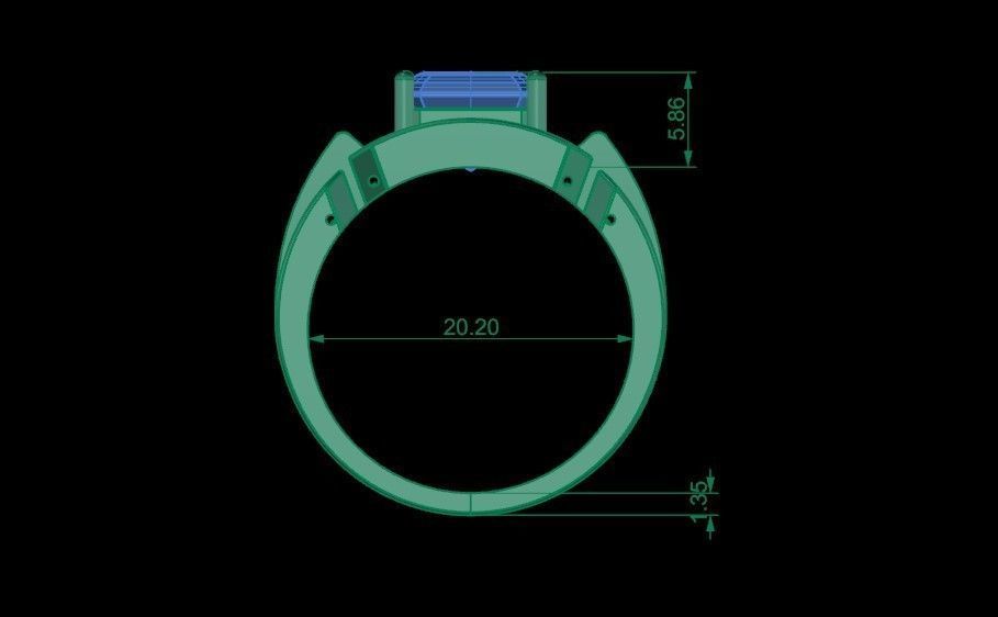 Men Emerald Ring 3D print model_8