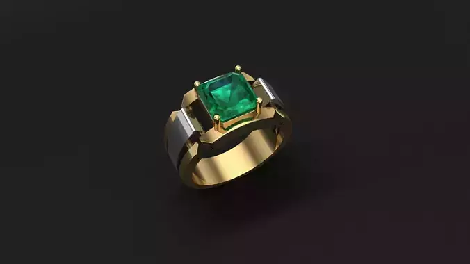 Men Emerald Ring 3D print model