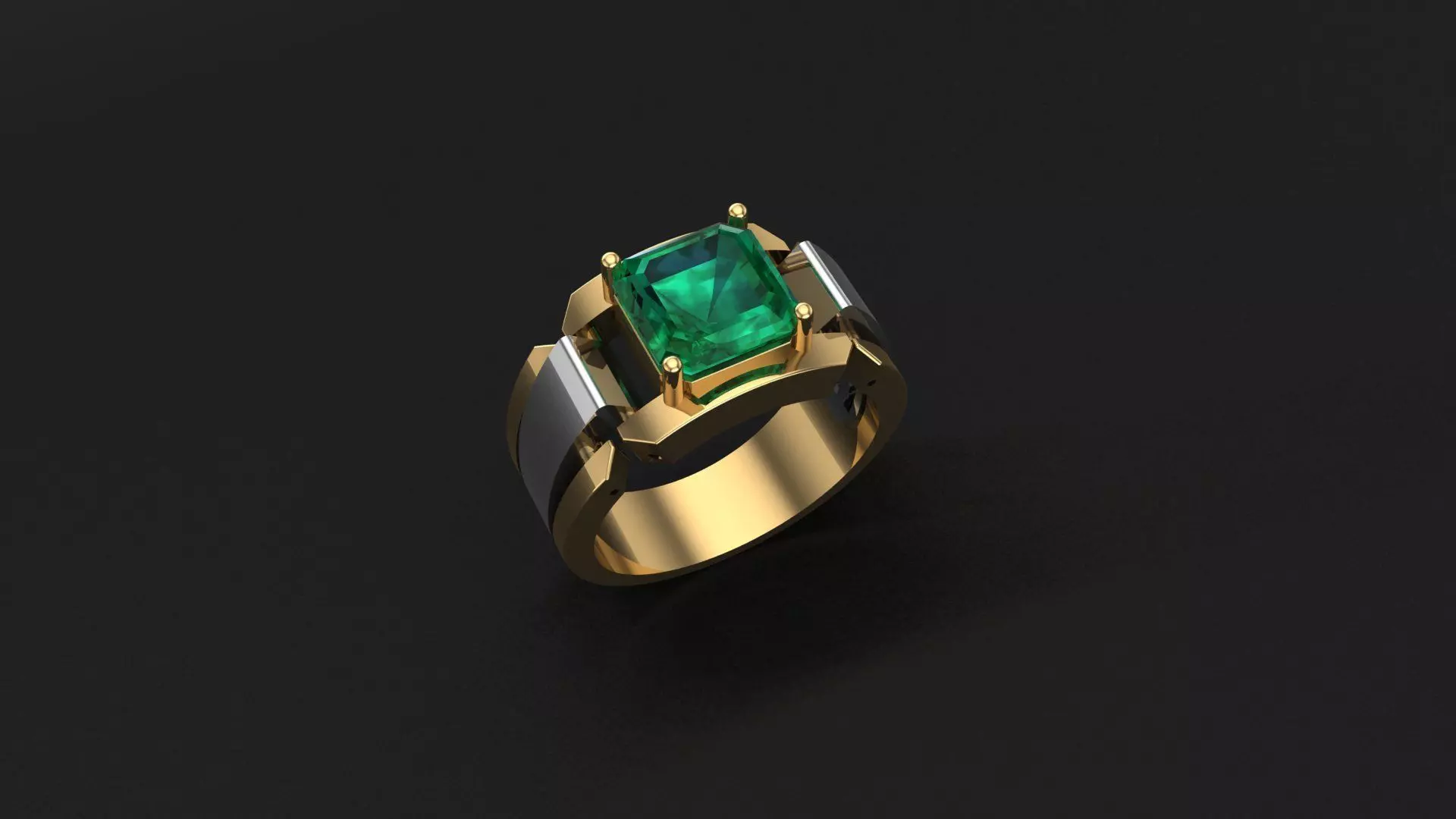 Men Emerald Ring 3D print model_0