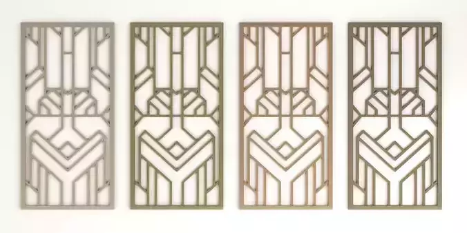 Decorative gold plaster partition screen with geometric pattern
