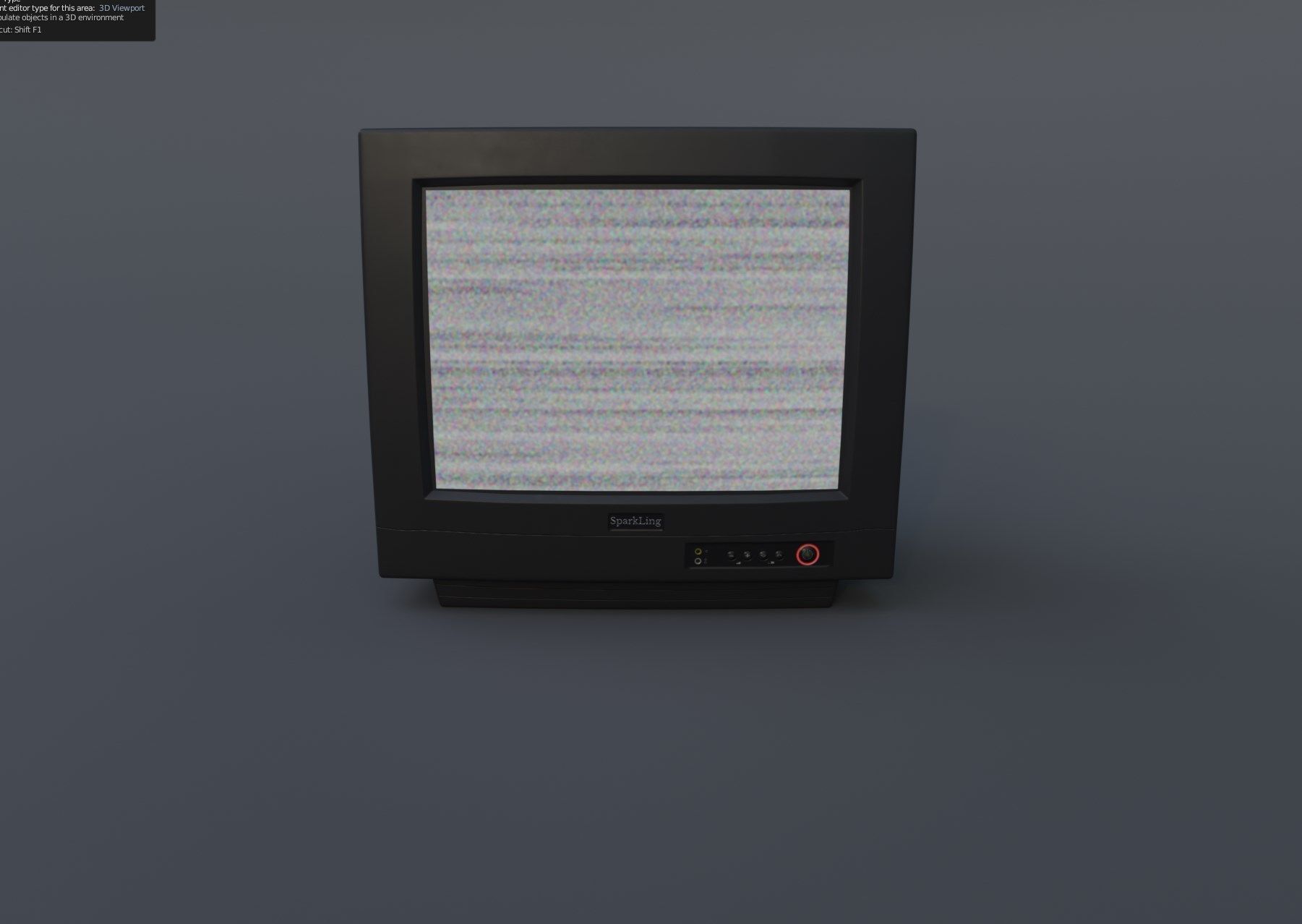 TV from the 90s Retro TV with remote control Low-poly 3D model_6