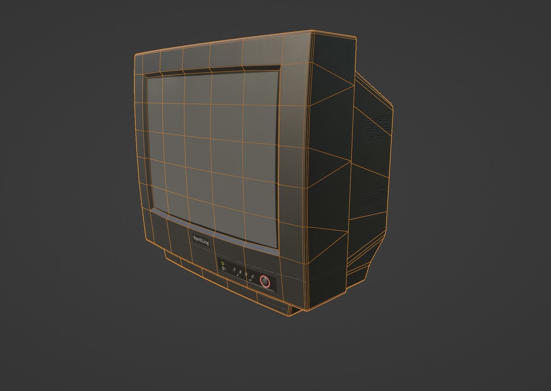 TV from the 90s Retro TV with remote control Low-poly 3D model_16