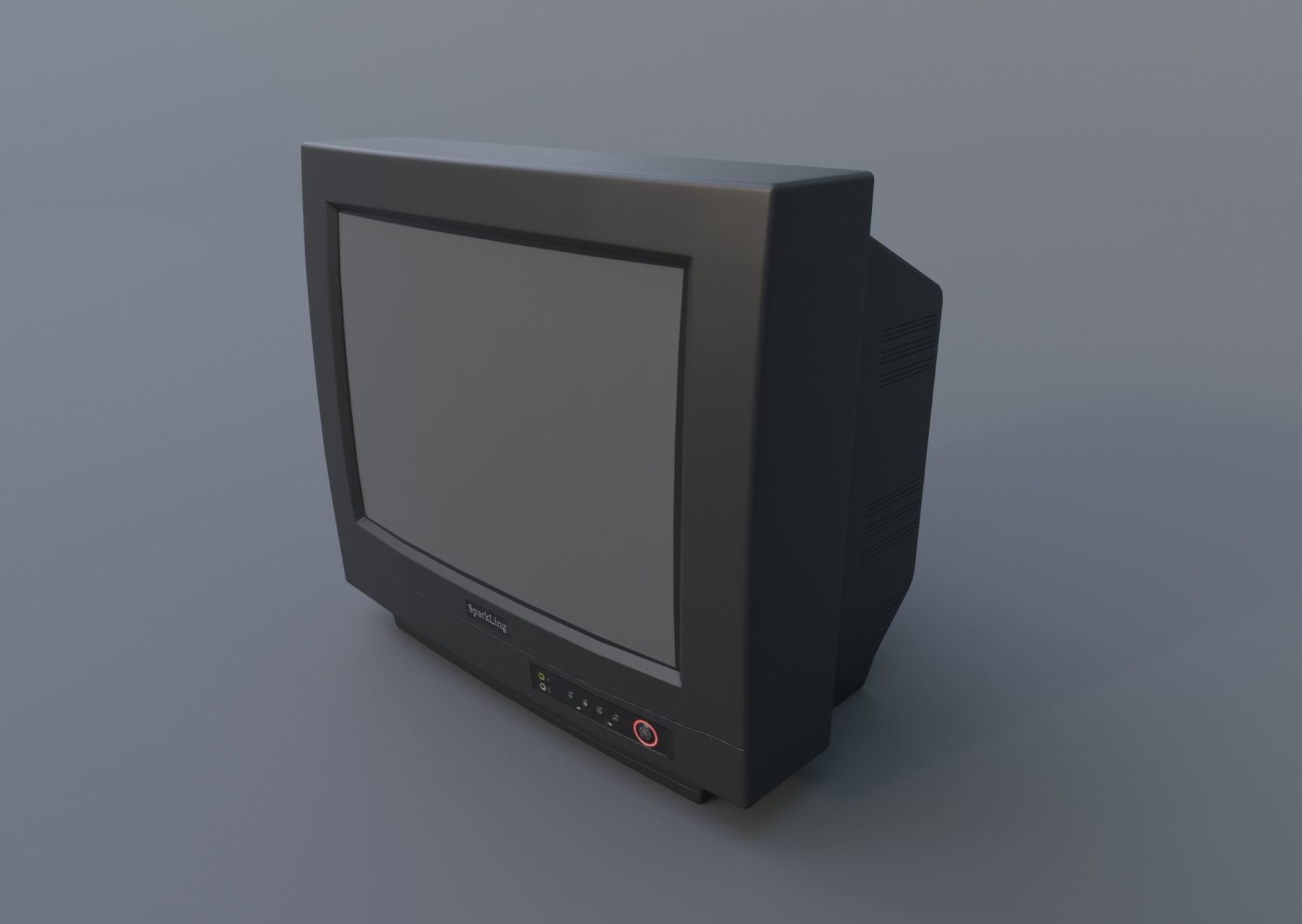 TV from the 90s Retro TV with remote control Low-poly 3D model_10