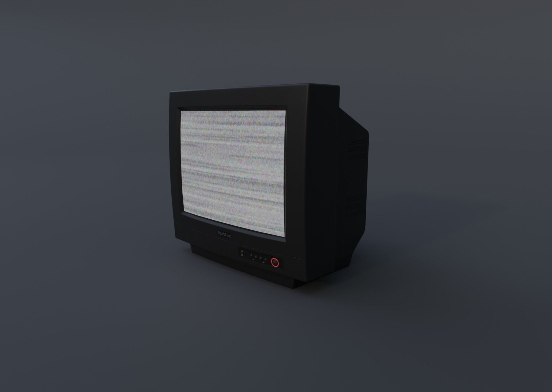 TV from the 90s Retro TV with remote control Low-poly 3D model_4
