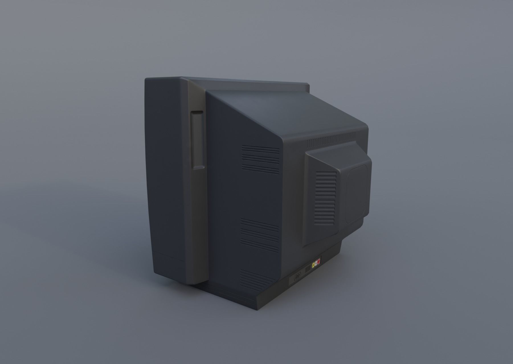 TV from the 90s Retro TV with remote control Low-poly 3D model_11