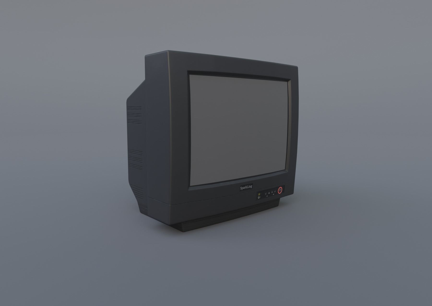 TV from the 90s Retro TV with remote control Low-poly 3D model_9