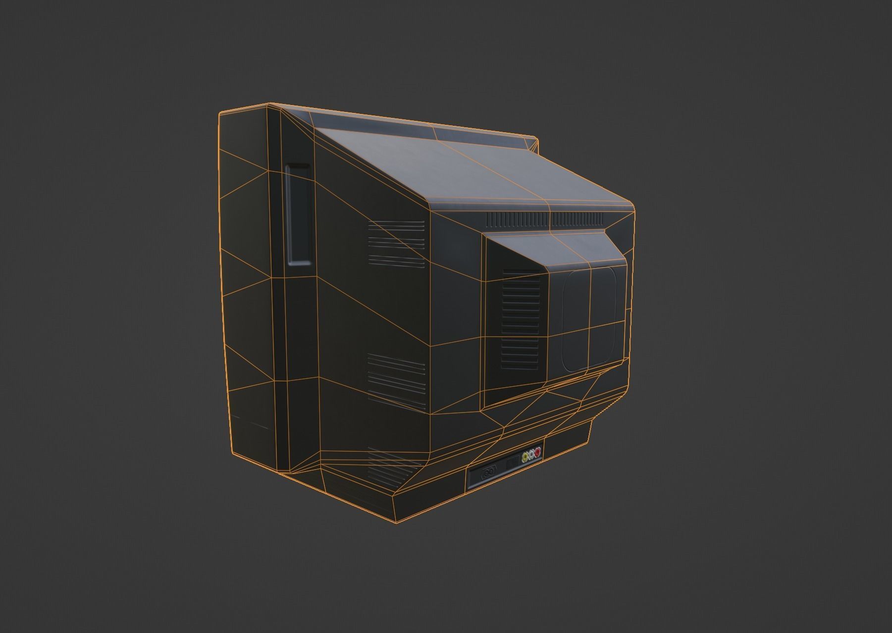 TV from the 90s Retro TV with remote control Low-poly 3D model_17