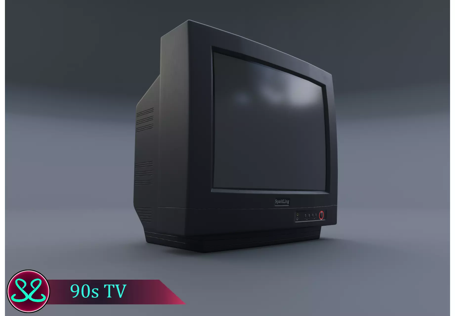 TV from the 90s Retro TV with remote control Low-poly 3D model_0