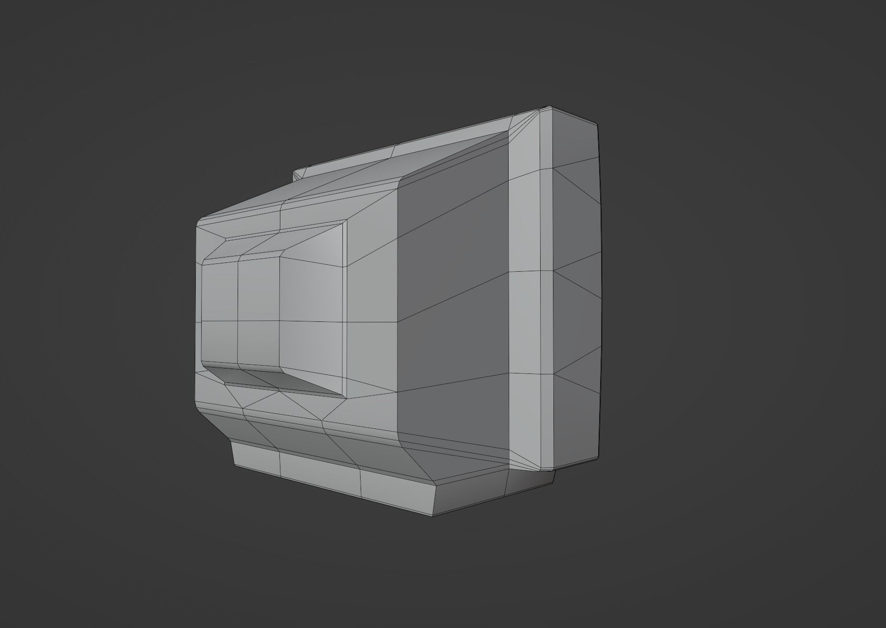 TV from the 90s Retro TV with remote control Low-poly 3D model_19