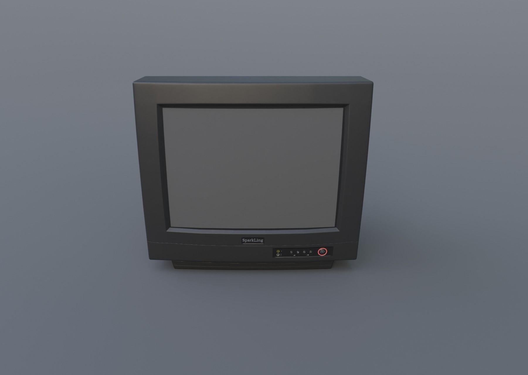 TV from the 90s Retro TV with remote control Low-poly 3D model_5