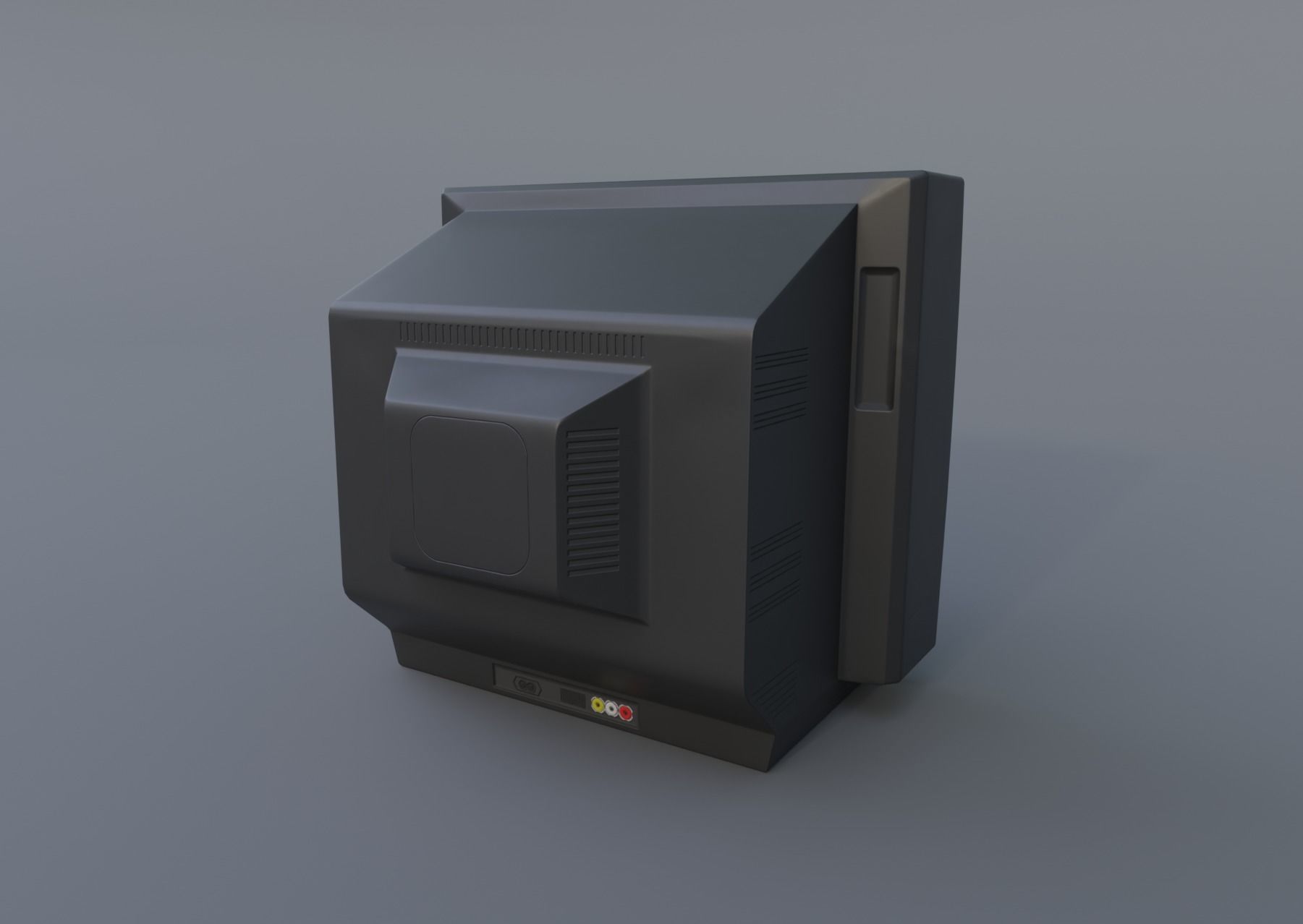 TV from the 90s Retro TV with remote control Low-poly 3D model_12