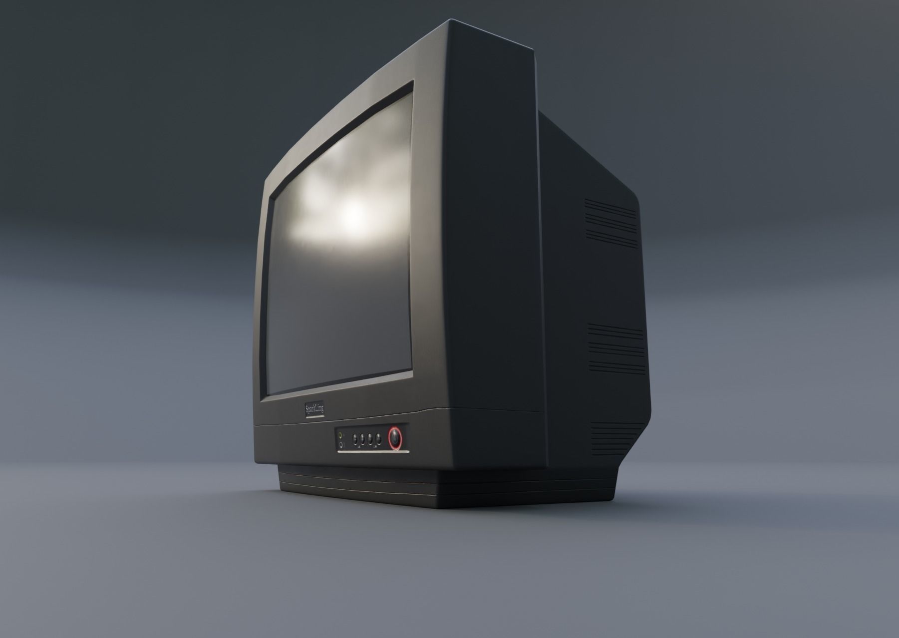 TV from the 90s Retro TV with remote control Low-poly 3D model_1