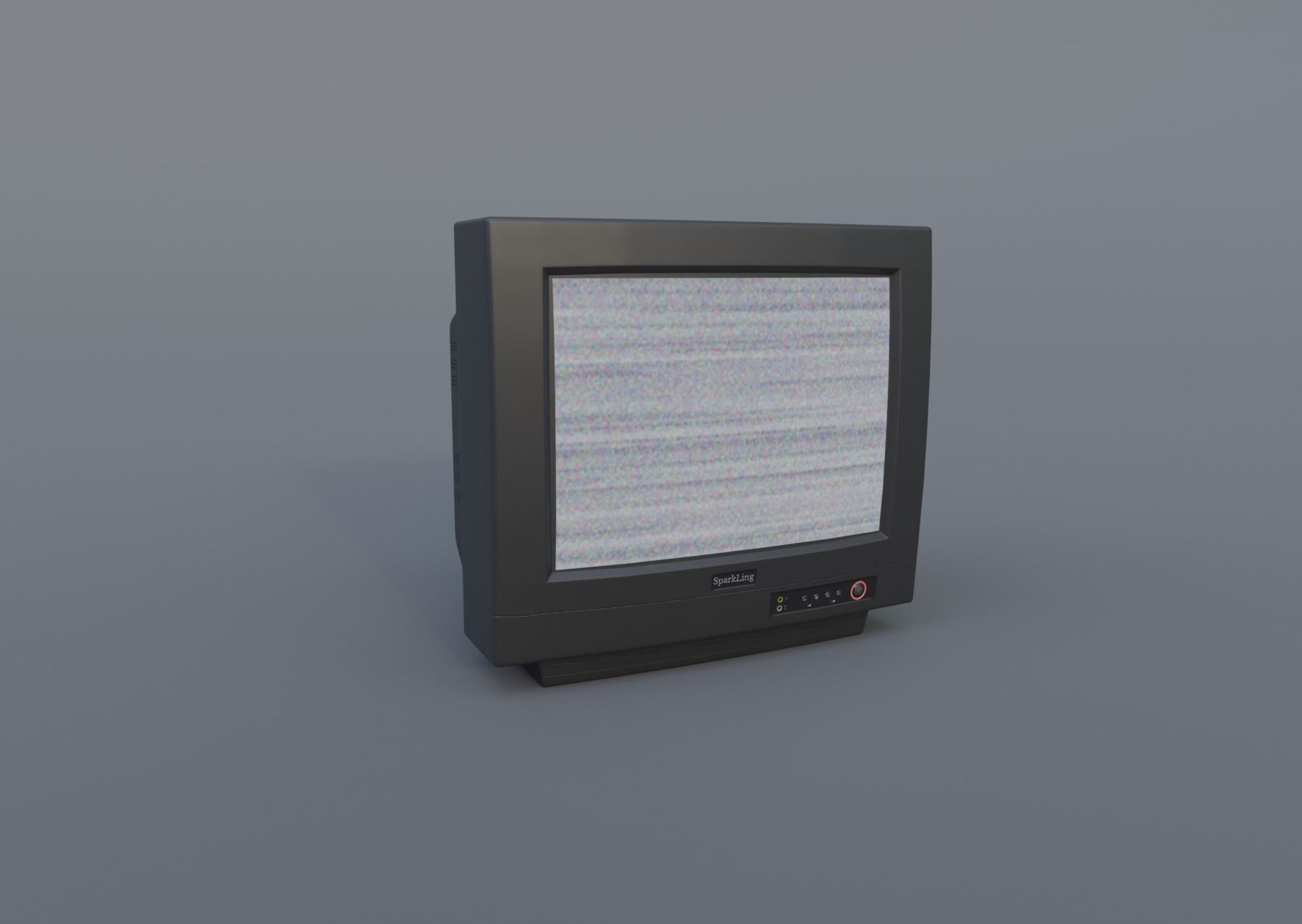 TV from the 90s Retro TV with remote control Low-poly 3D model_3