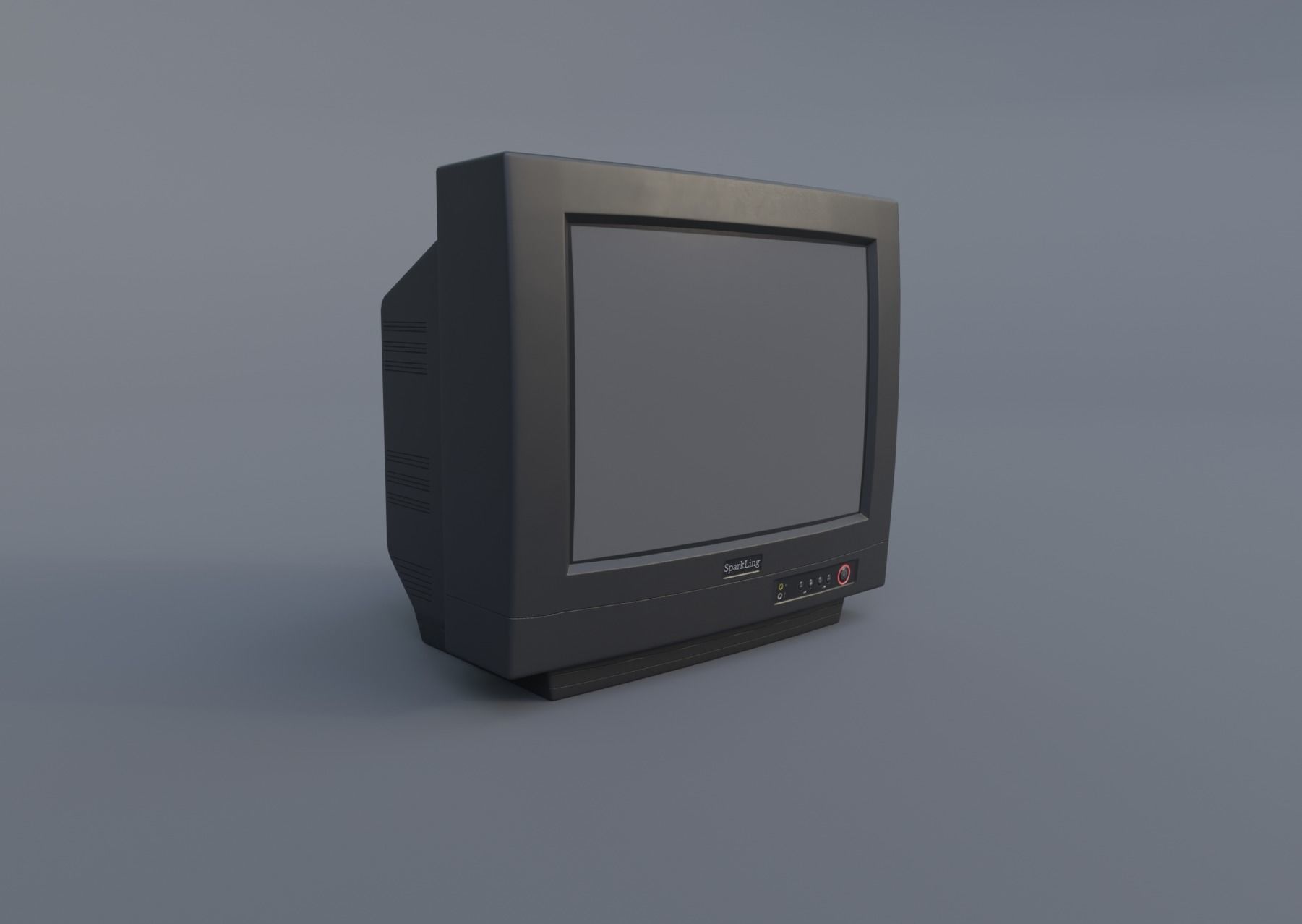 TV from the 90s Retro TV with remote control Low-poly 3D model_8