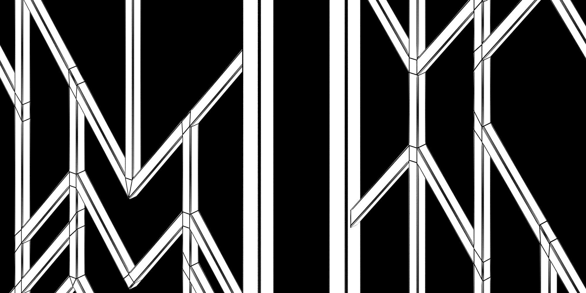 Decorative gold plaster partition screen with geometric pattern 3D model_3