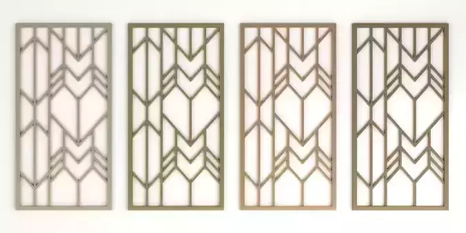 Decorative gold plaster partition screen with geometric pattern