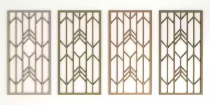 Decorative gold plaster partition screen with geometric pattern