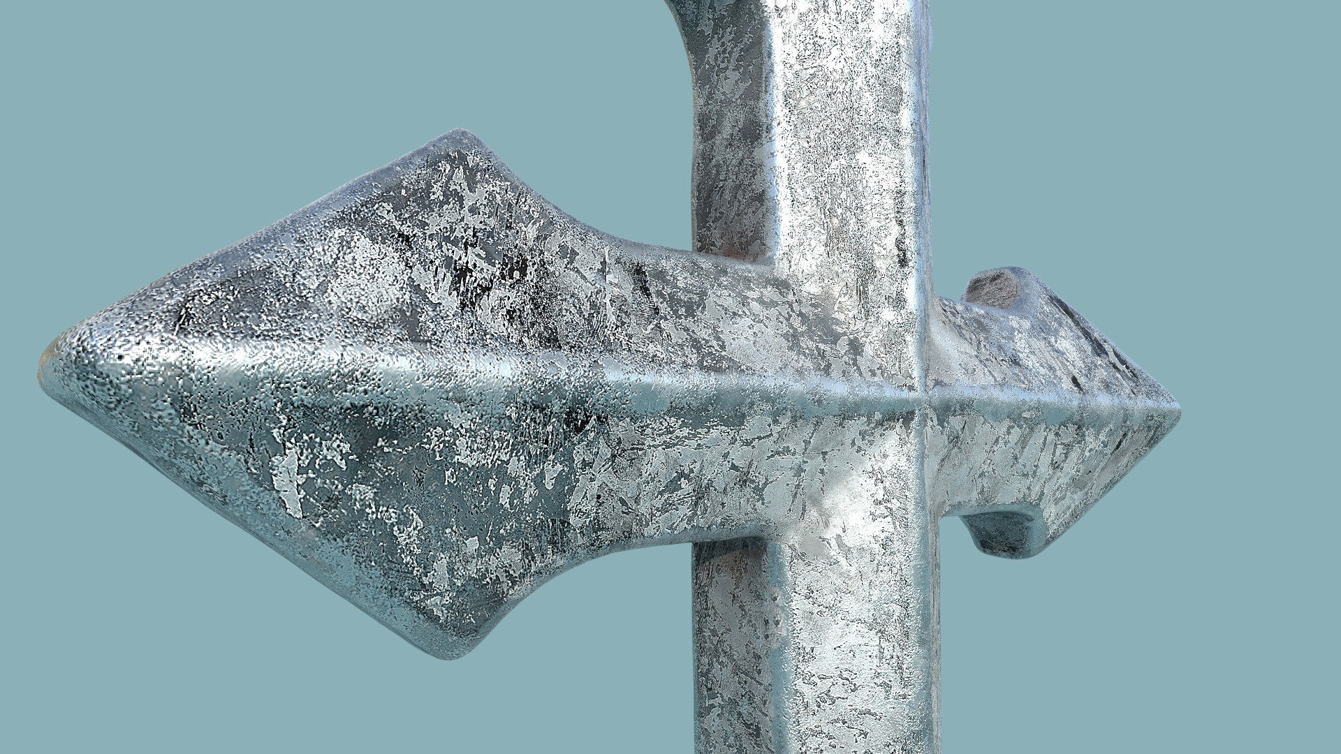 High-Poly Vintage Oxidized Silver Arrow-shaped Cross 3D model_1