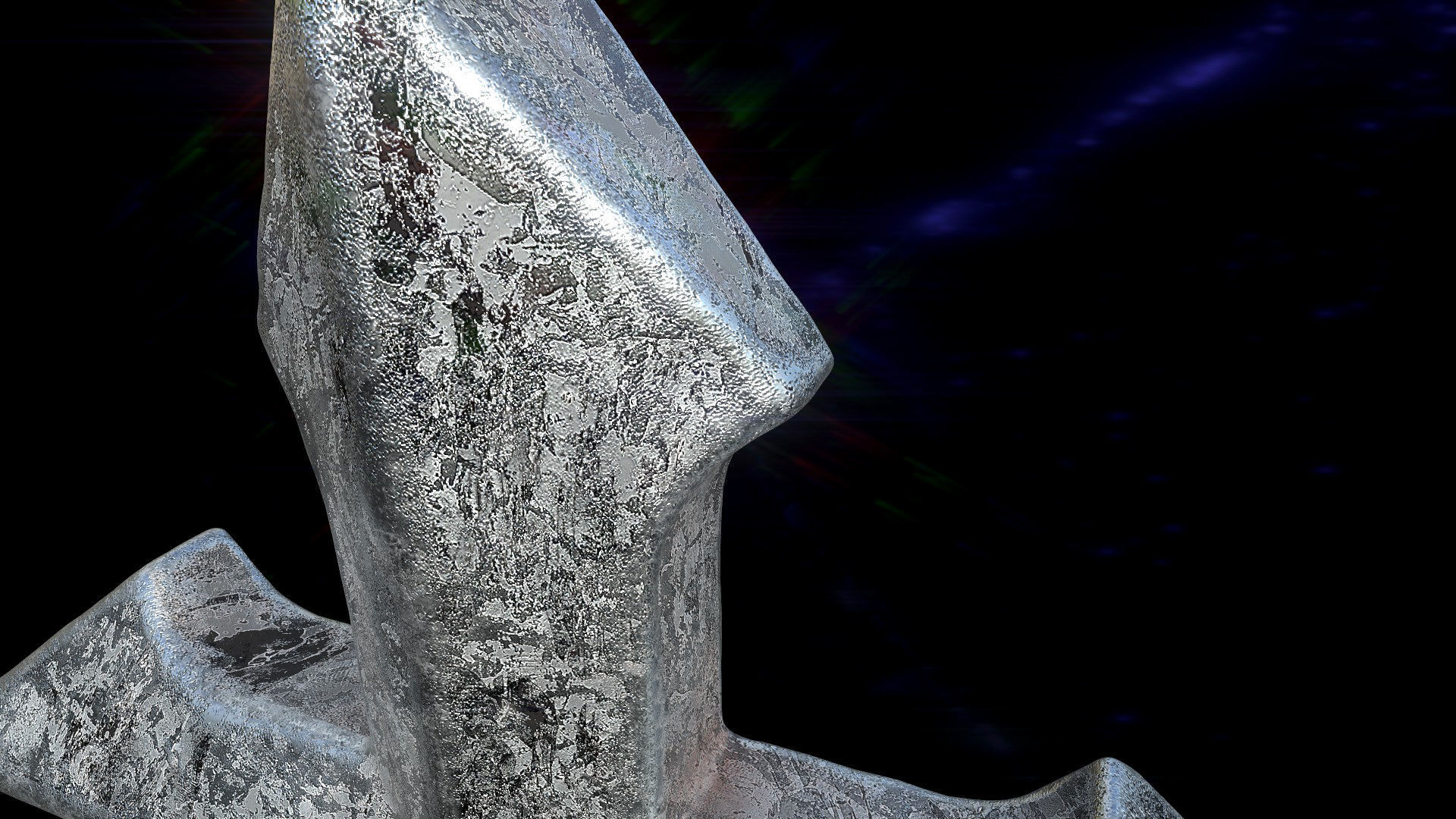 High-Poly Vintage Oxidized Silver Arrow-shaped Cross 3D model_3