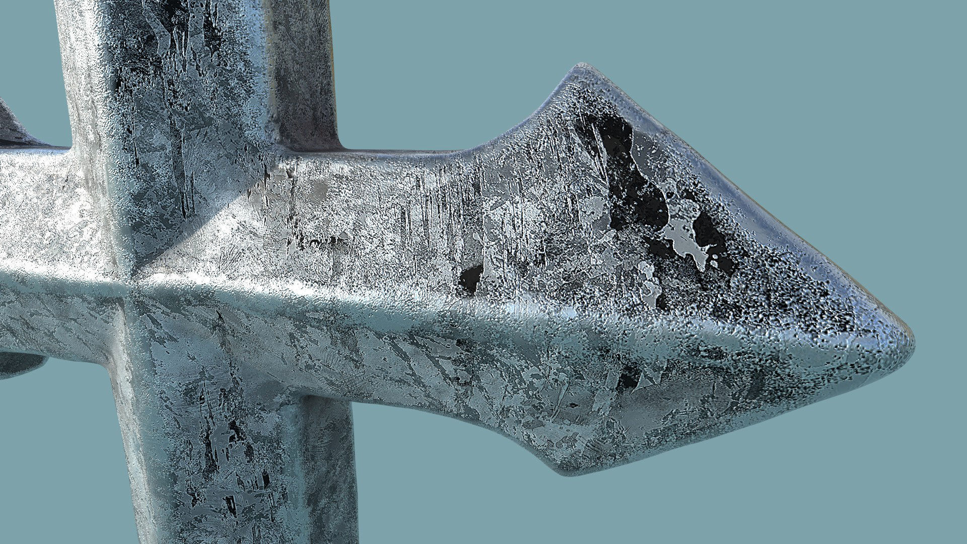 High-Poly Vintage Oxidized Silver Arrow-shaped Cross 3D model_2