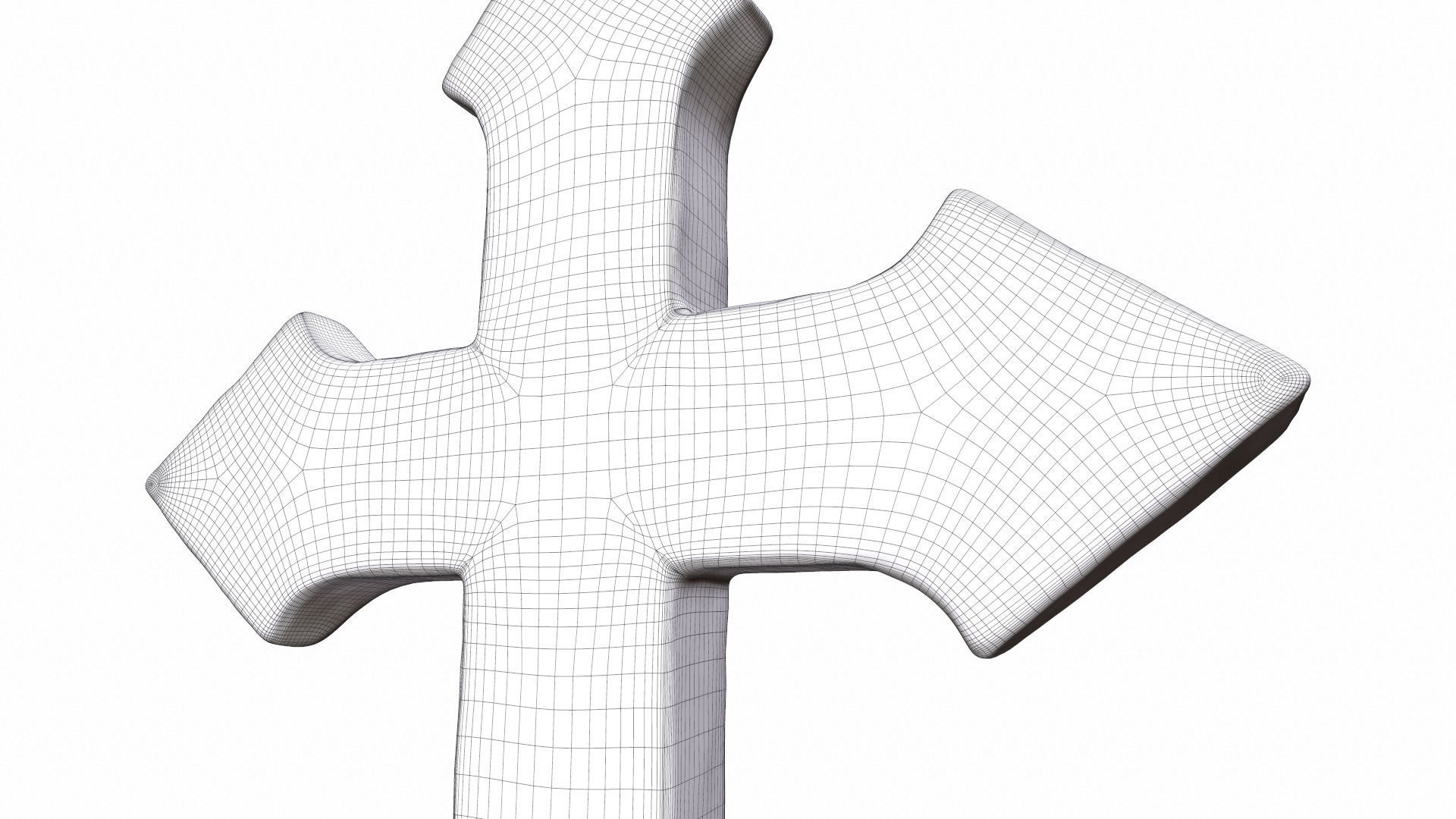 High-Poly Vintage Oxidized Silver Arrow-shaped Cross 3D model_17
