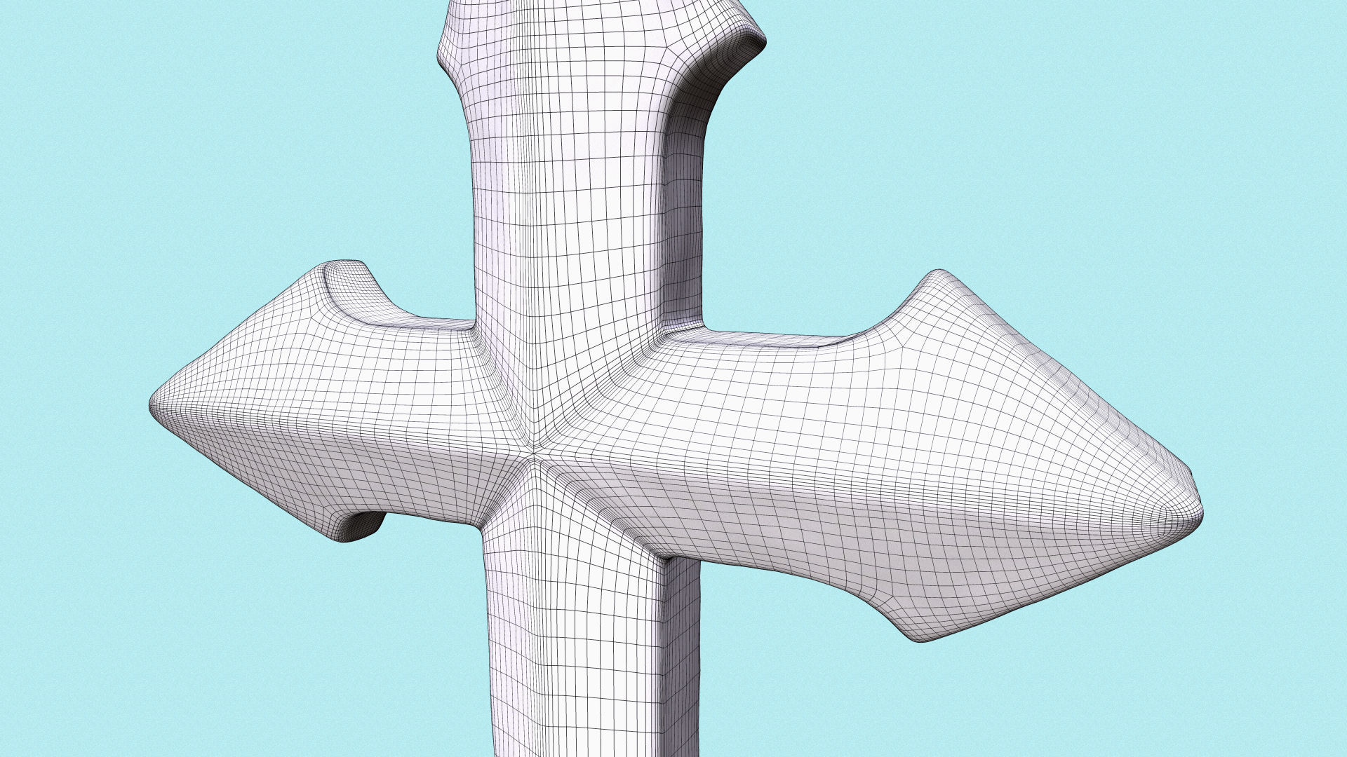 High-Poly Vintage Oxidized Silver Arrow-shaped Cross 3D model_18