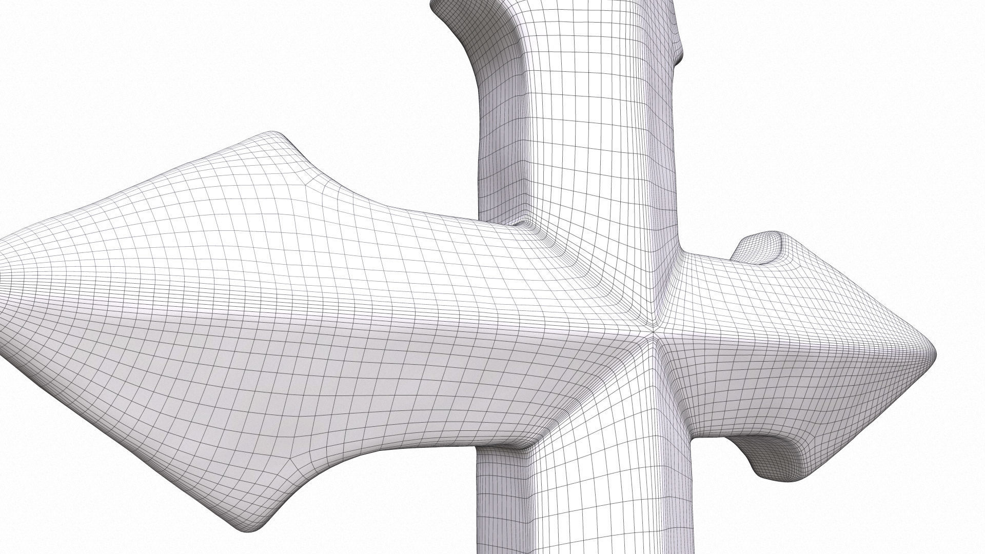 High-Poly Vintage Oxidized Silver Arrow-shaped Cross 3D model_16